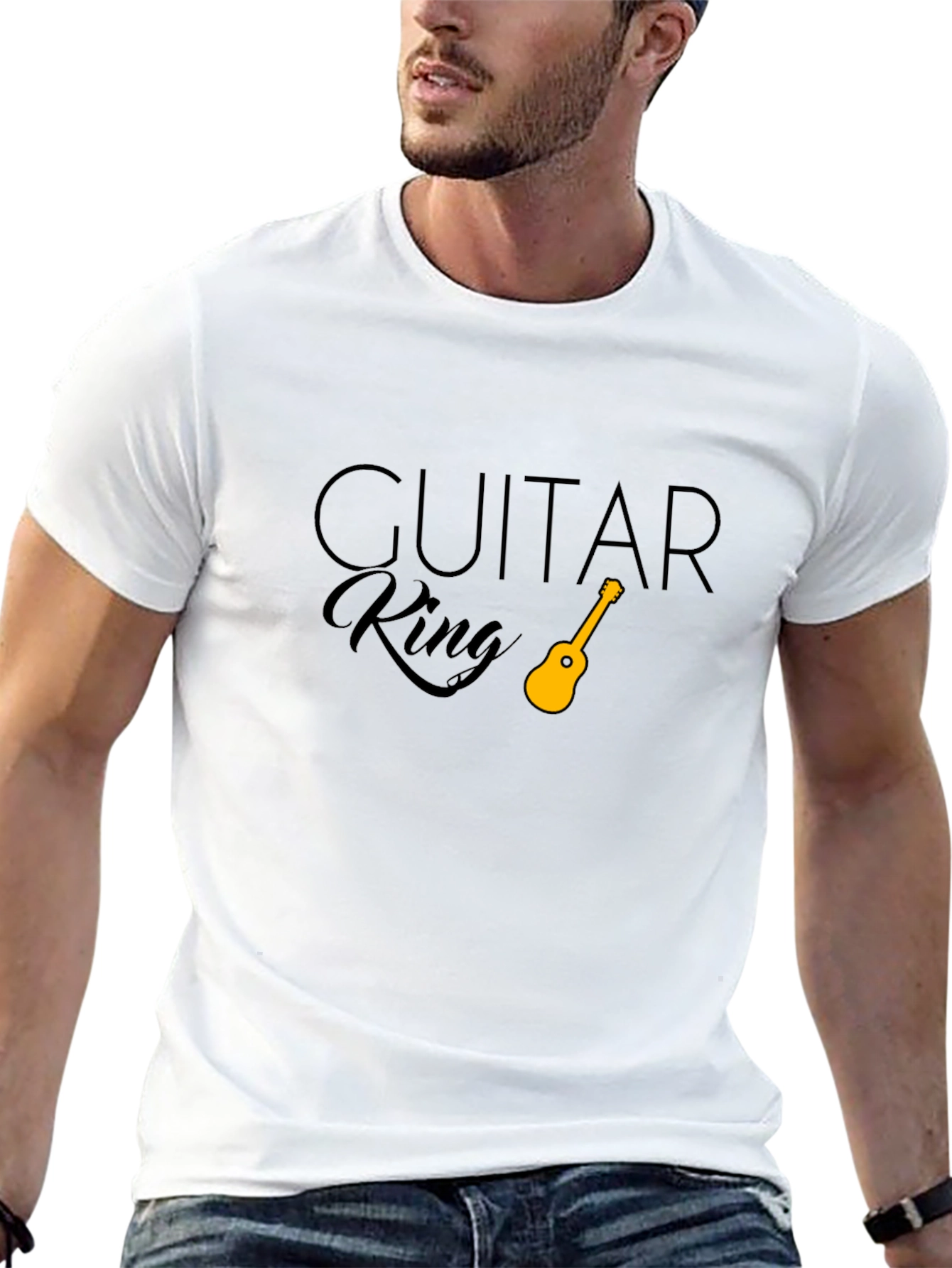 Guitar King Black T-Shirt - Music Lover Tee