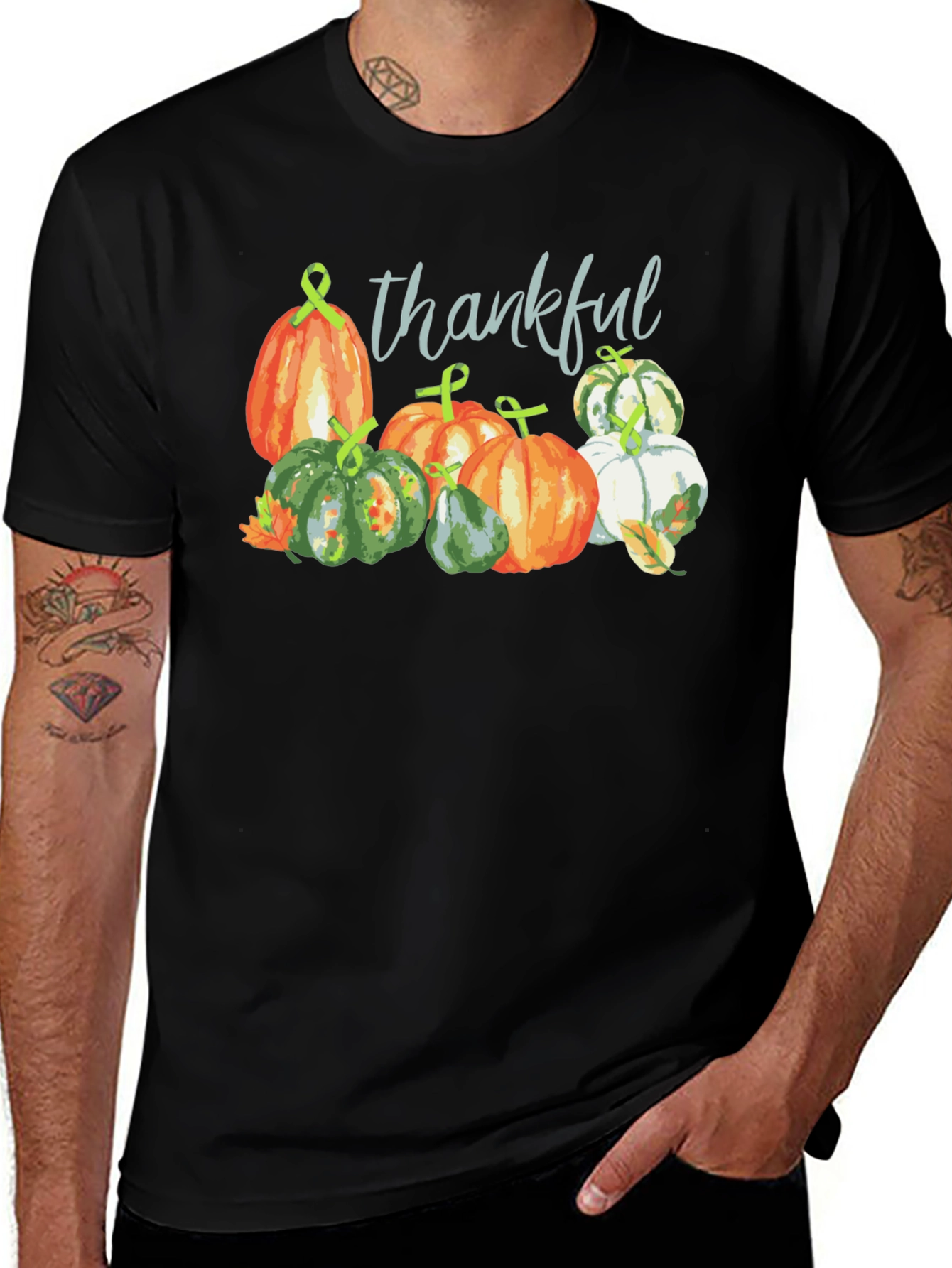 Thankful Pumpkin Patch Black T-Shirt Fall Season Tee