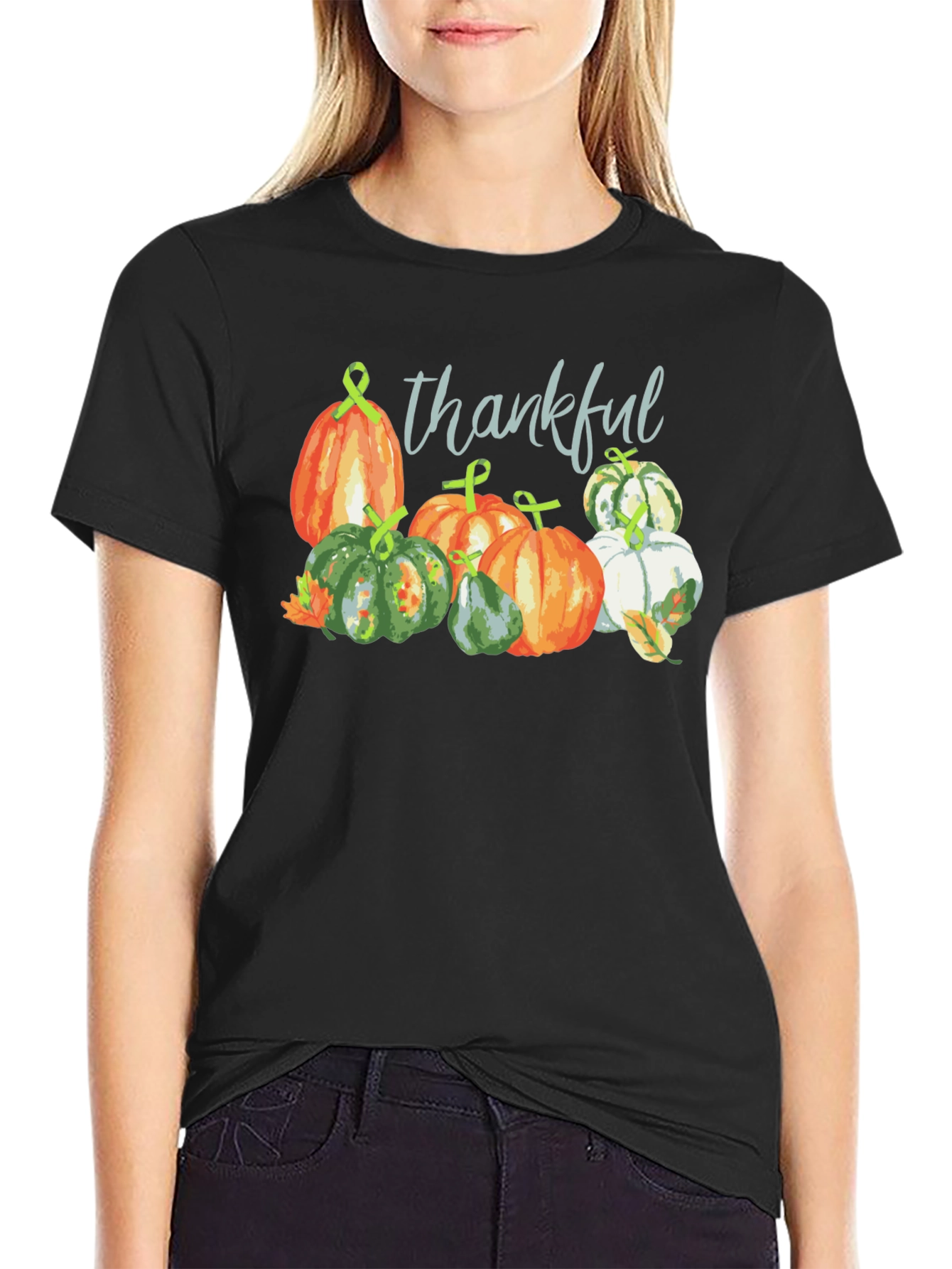 Thankful Pumpkin Patch Black T-Shirt Fall Season Tee
