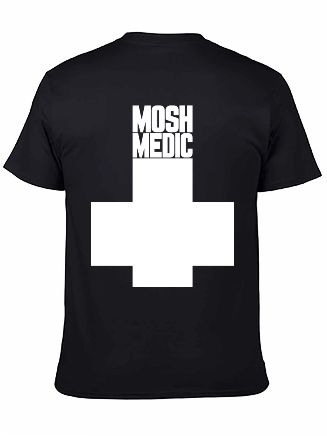 MOSH MEDIC Black T-Shirt with White Cross Design