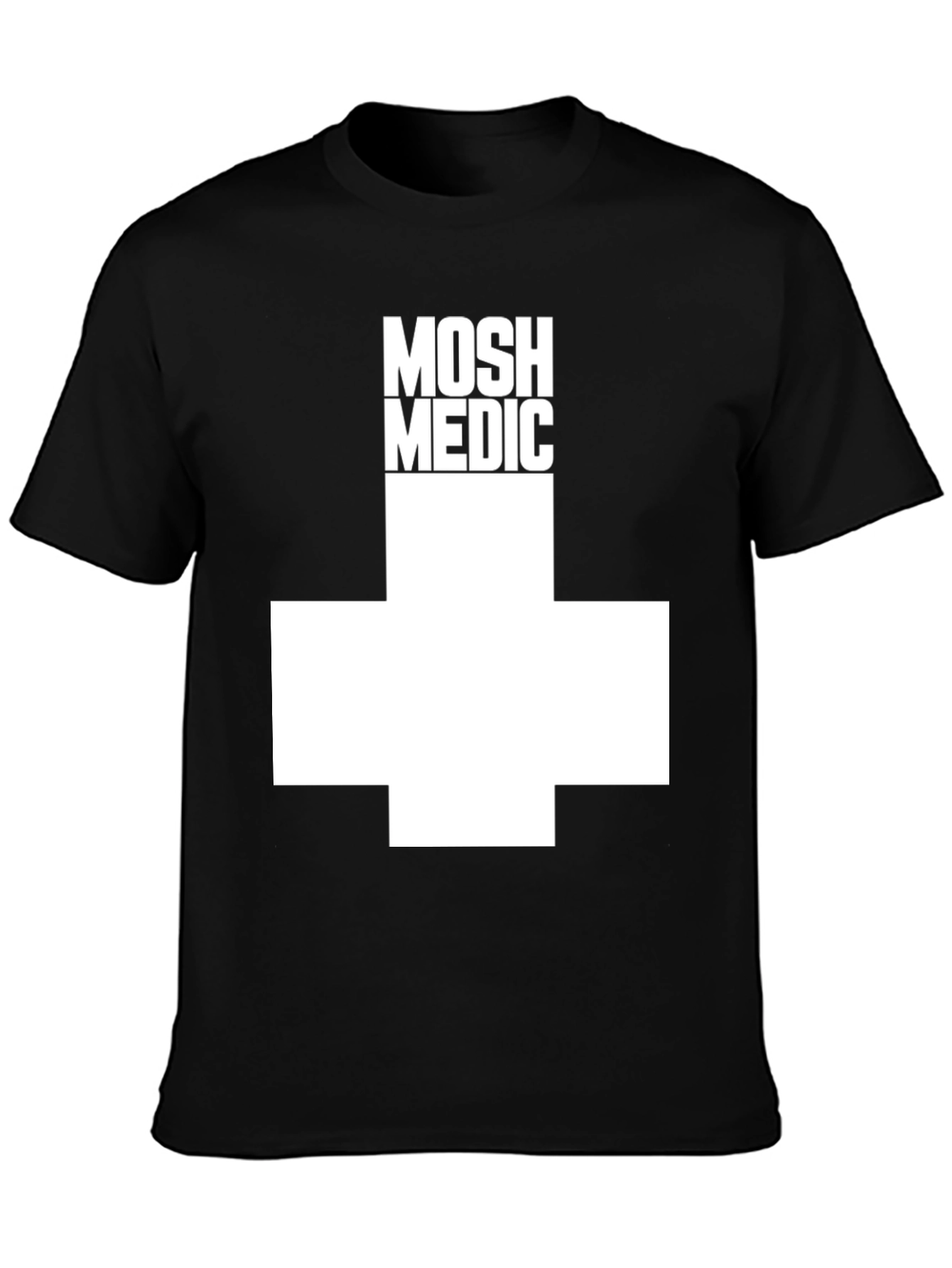 MOSH MEDIC Black T-Shirt with White Cross Design