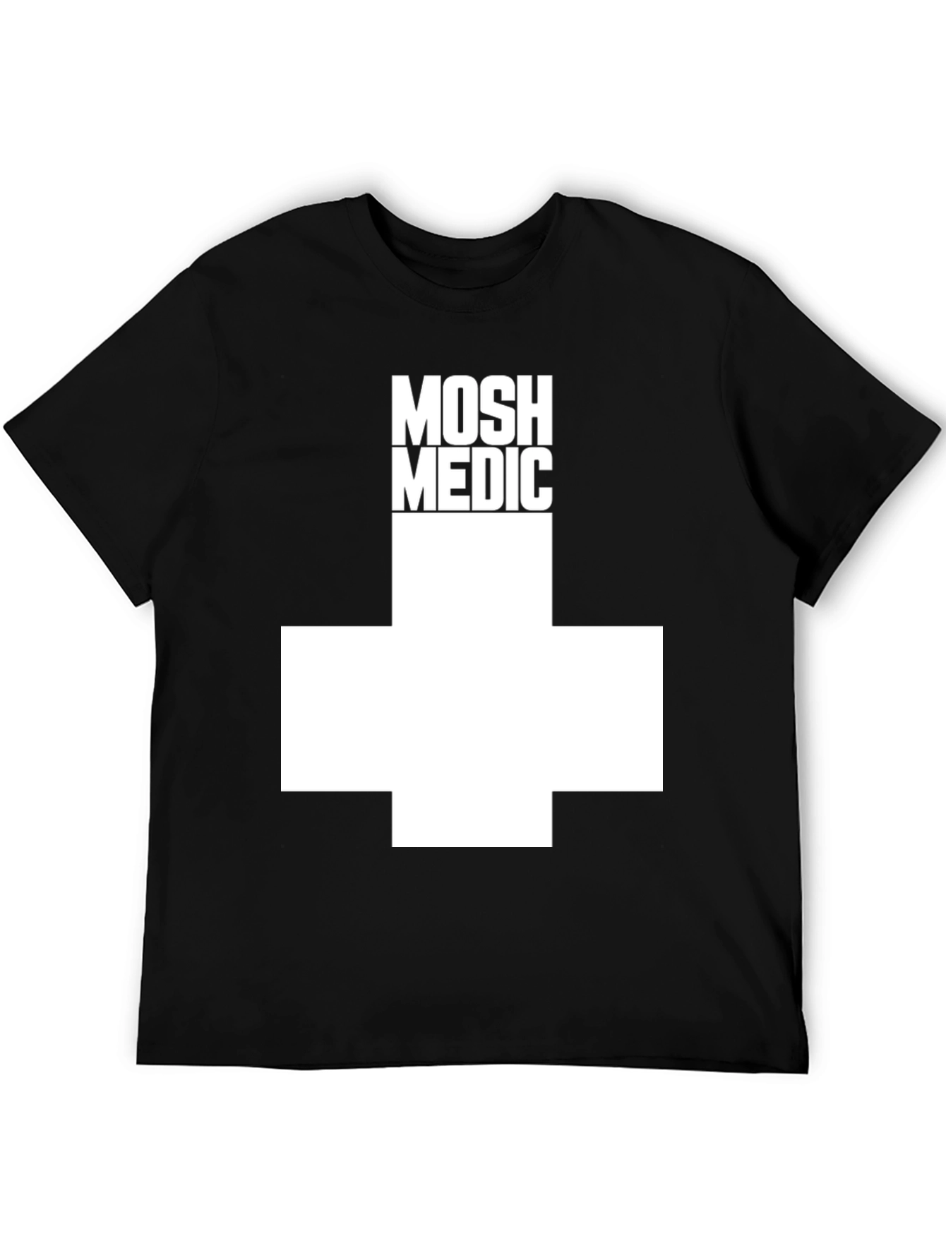 MOSH MEDIC Black T-Shirt with White Cross Design