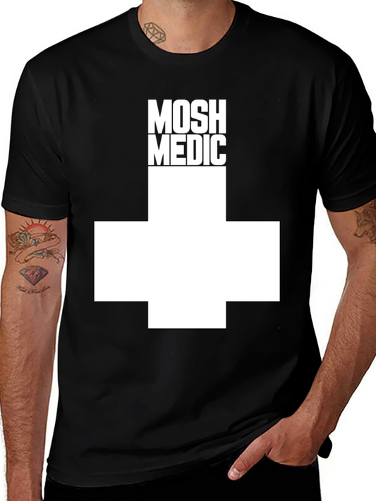 MOSH MEDIC Black T-Shirt with White Cross Design