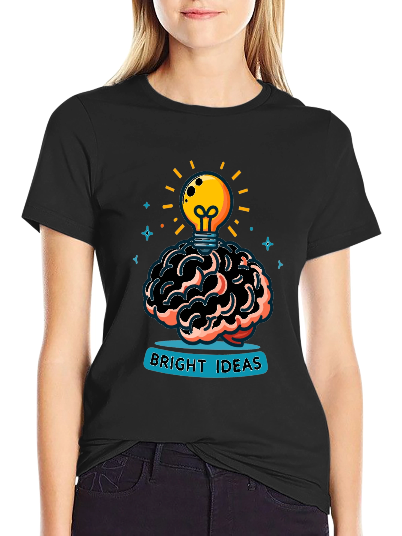 Bright Ideas Graphic Tee - Brain & Lightbulb Design