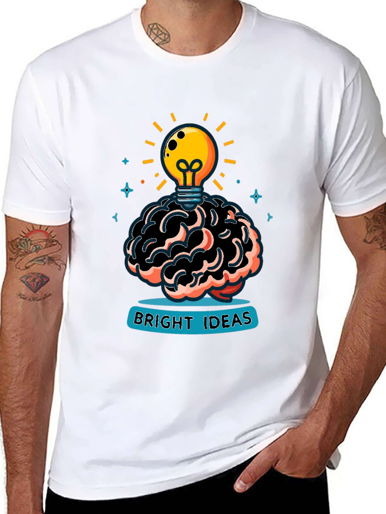 Bright Ideas Graphic Tee - Brain & Lightbulb Design