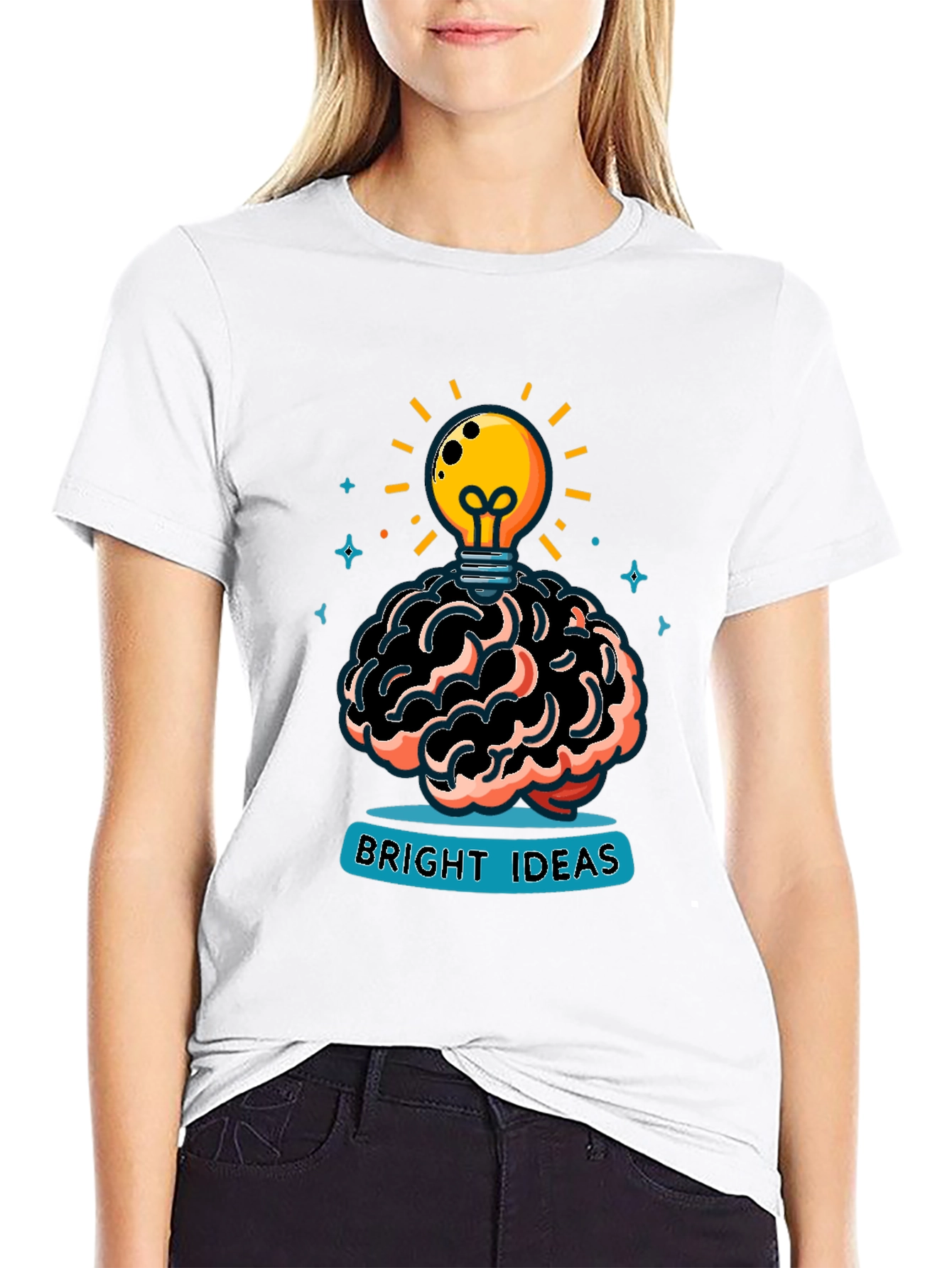 Bright Ideas Graphic Tee - Brain & Lightbulb Design