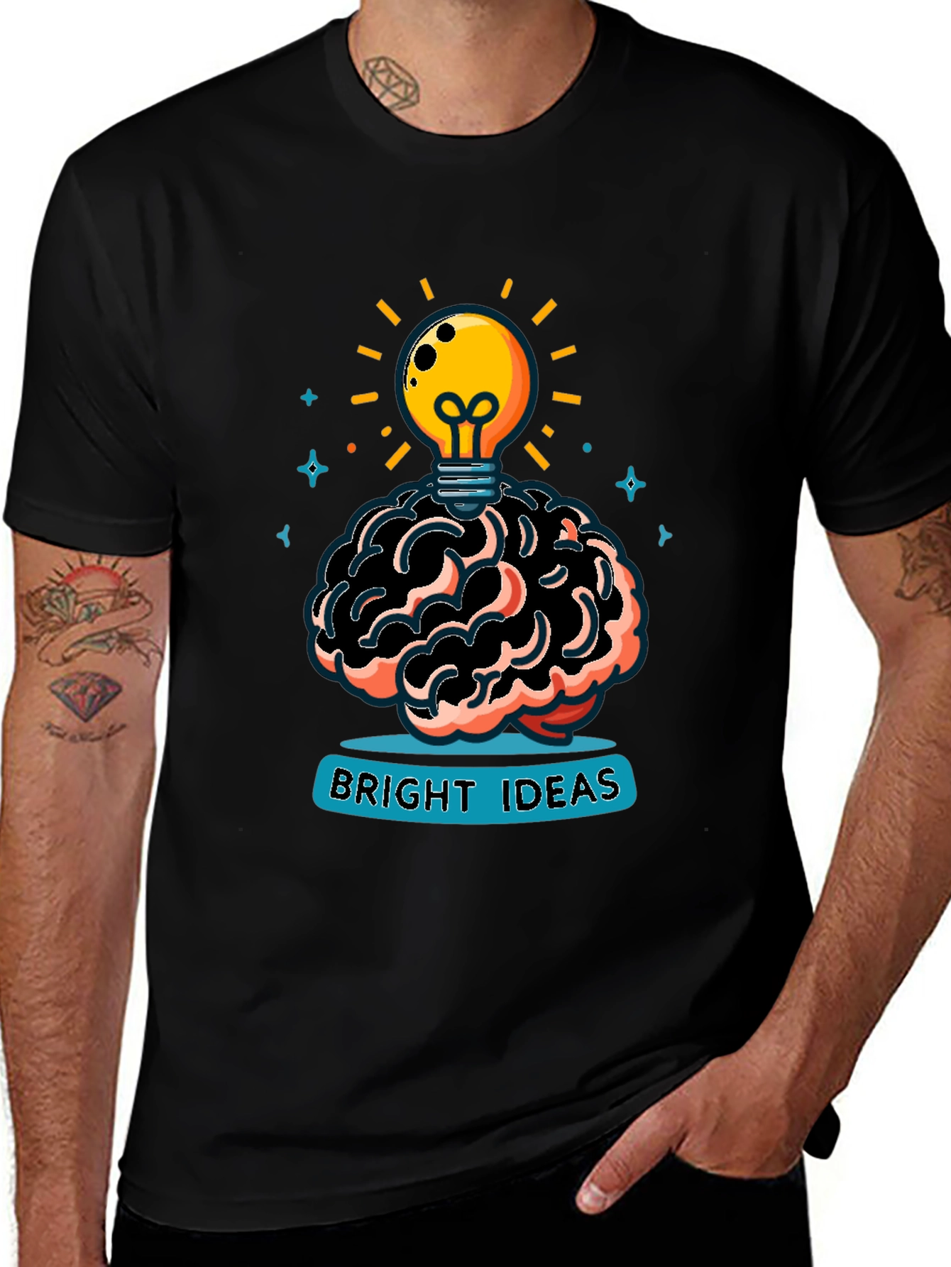 Bright Ideas Graphic Tee - Brain & Lightbulb Design