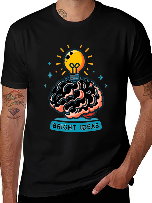 Bright Ideas Graphic Tee - Brain & Lightbulb Design