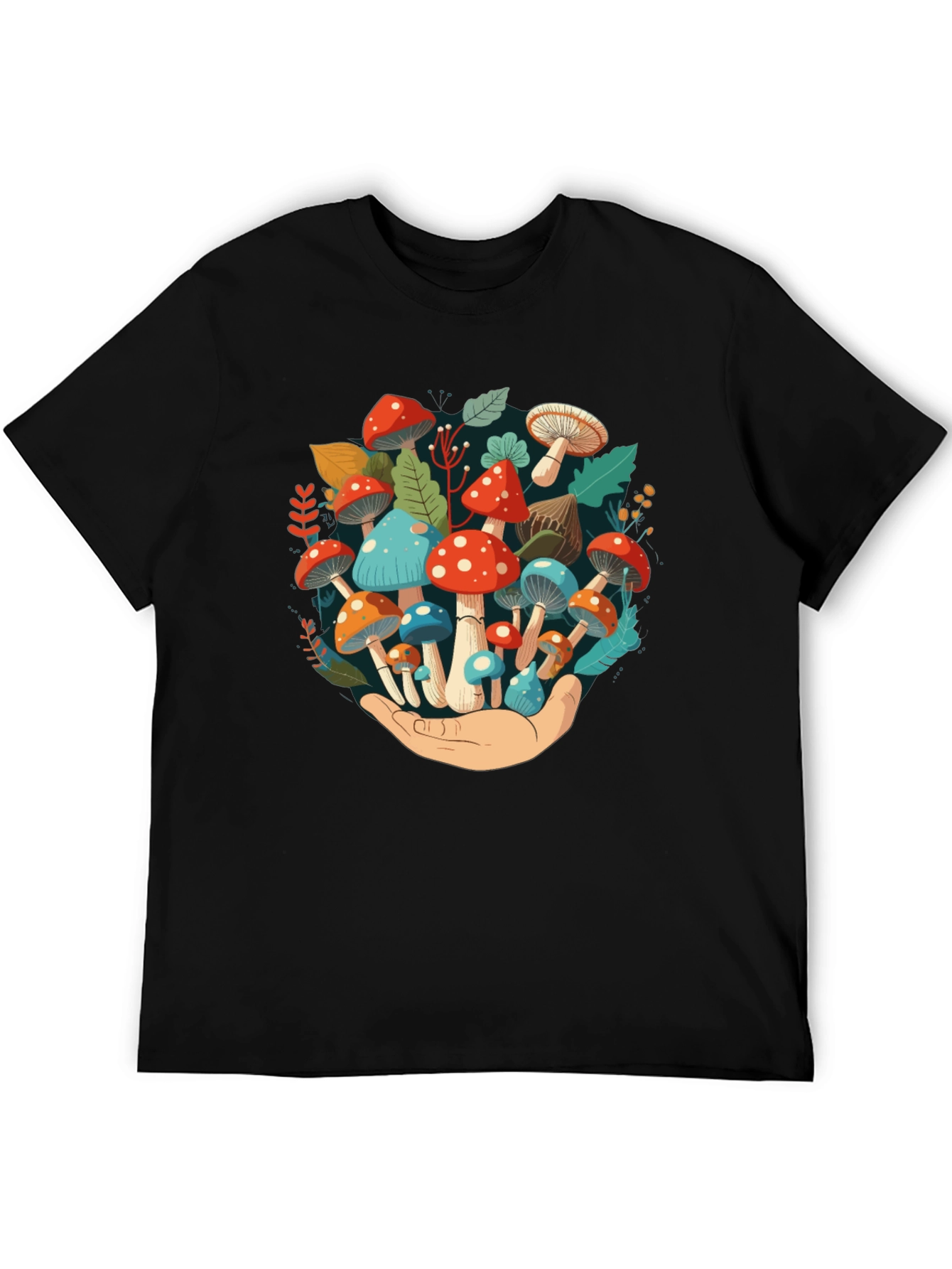 Mushroom Hand Graphic Tee - Unique Nature Design