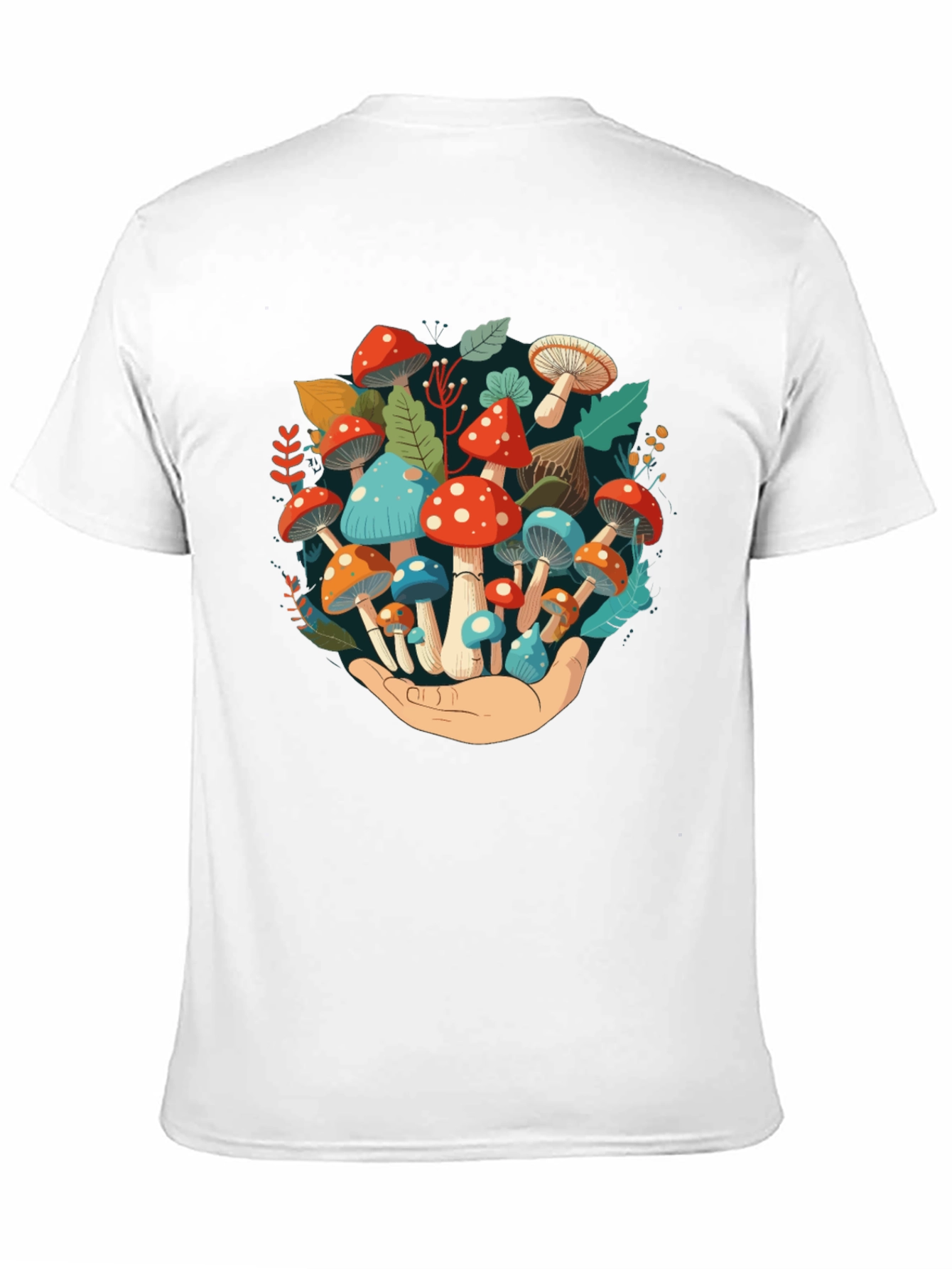 Mushroom Hand Graphic Tee - Unique Nature Design