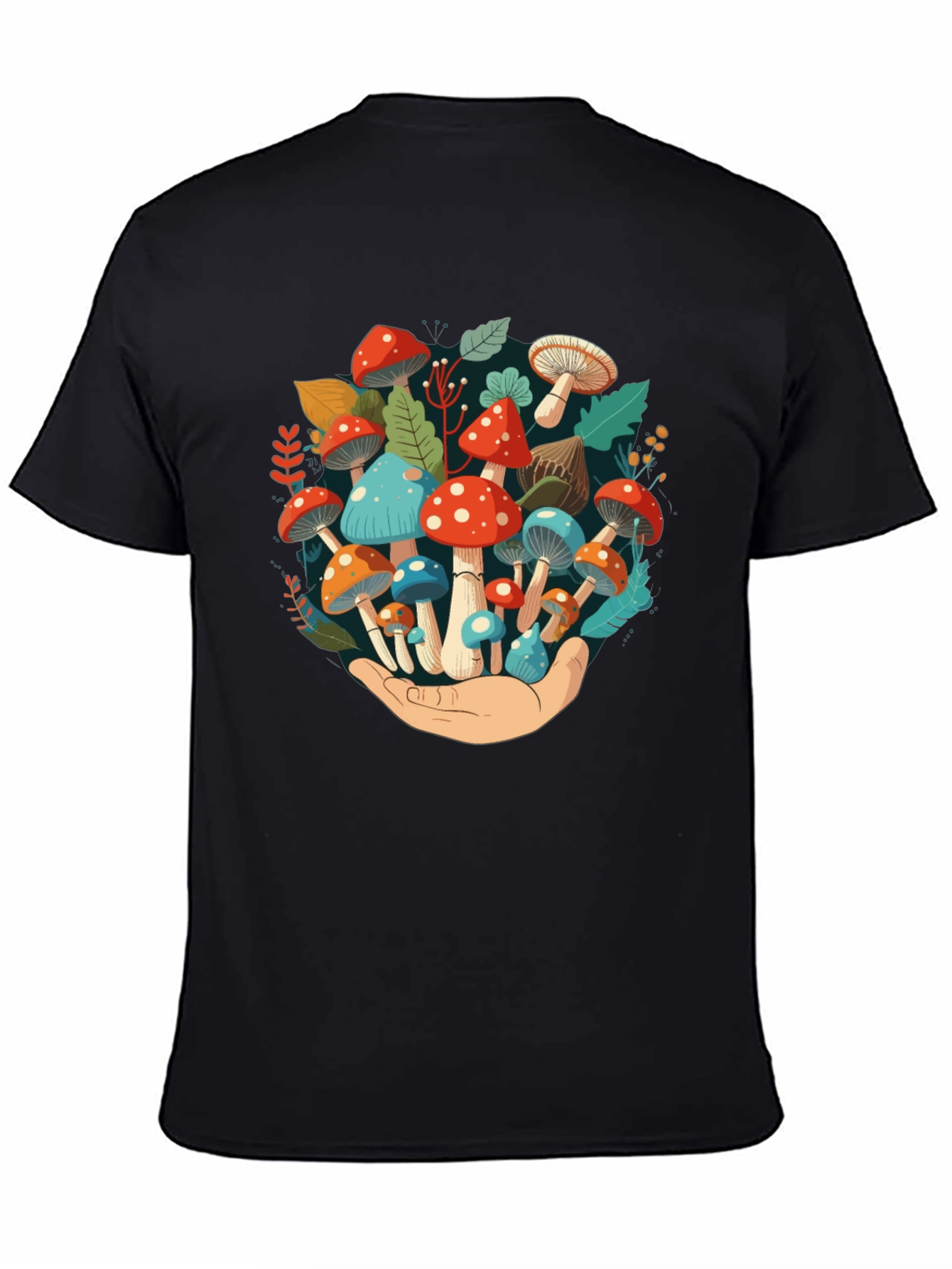 Mushroom Hand Graphic Tee - Unique Nature Design