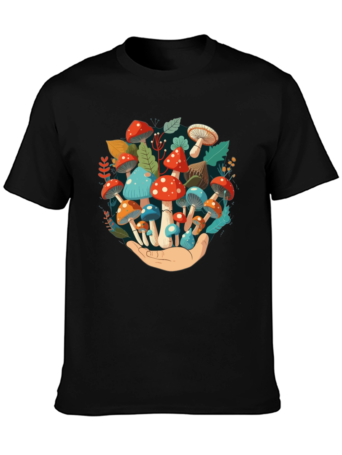 Mushroom Hand Graphic Tee - Unique Nature Design