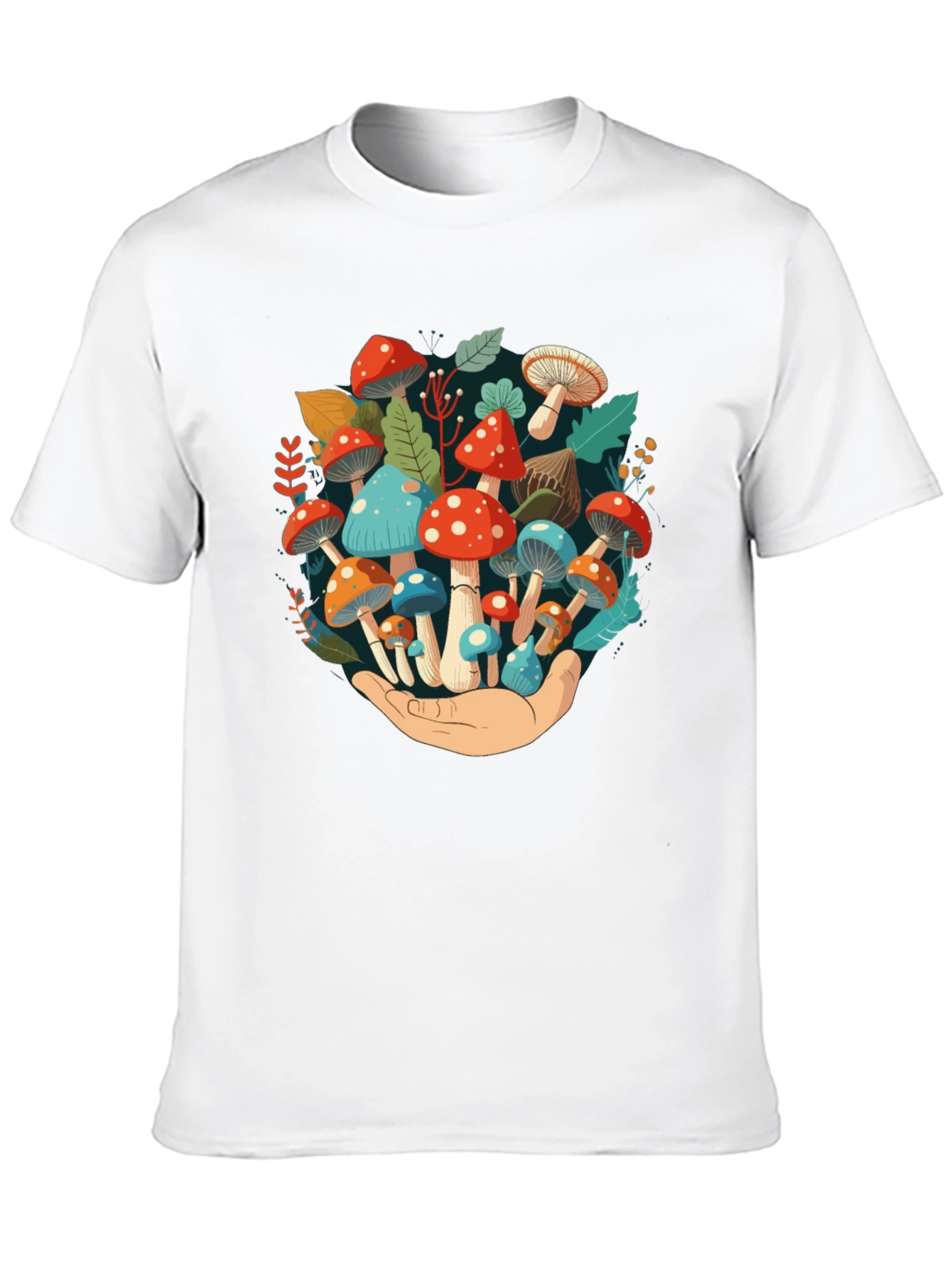 Mushroom Hand Graphic Tee - Unique Nature Design