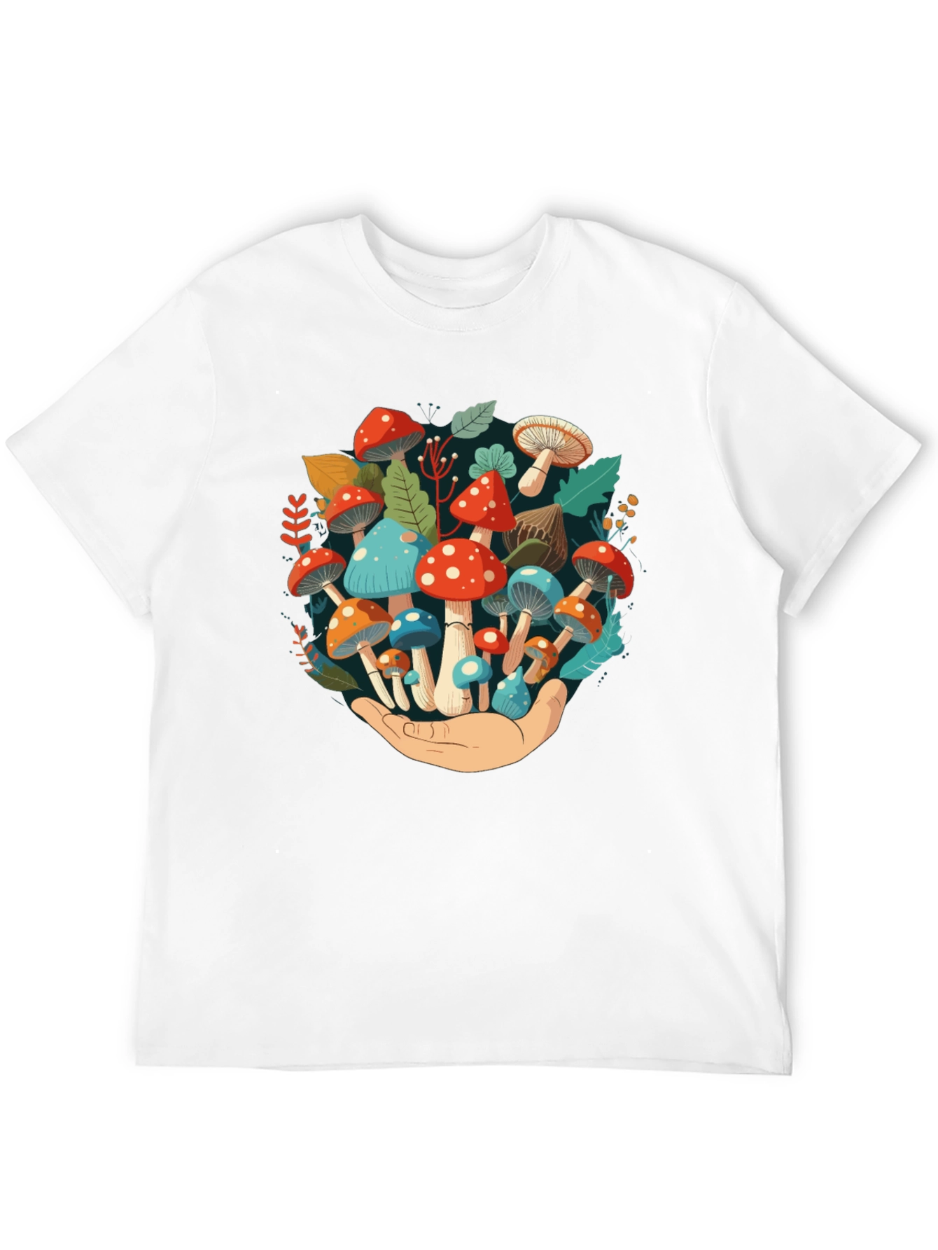 Mushroom Hand Graphic Tee - Unique Nature Design