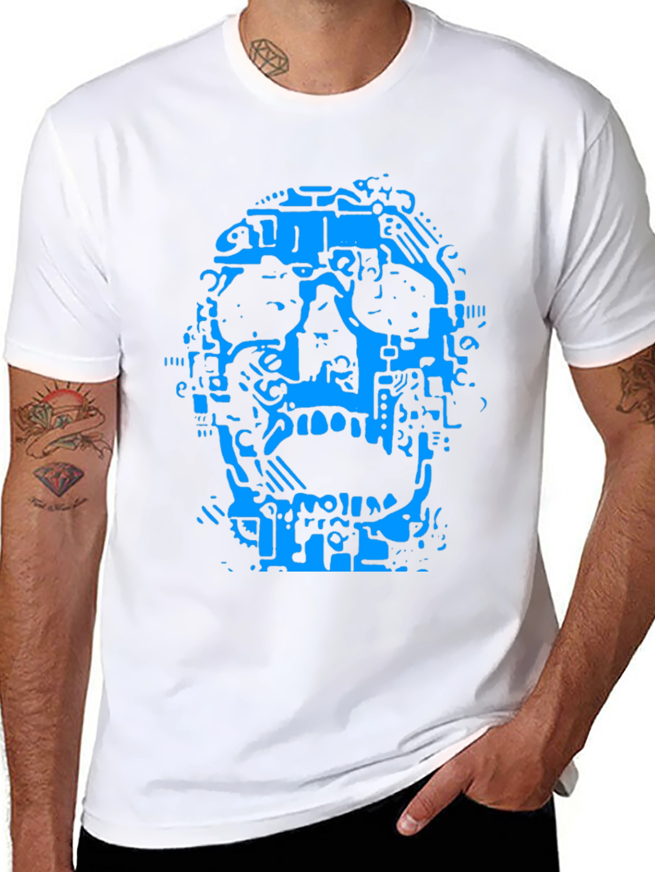 Abstract Skull Graphic T-Shirt - Black