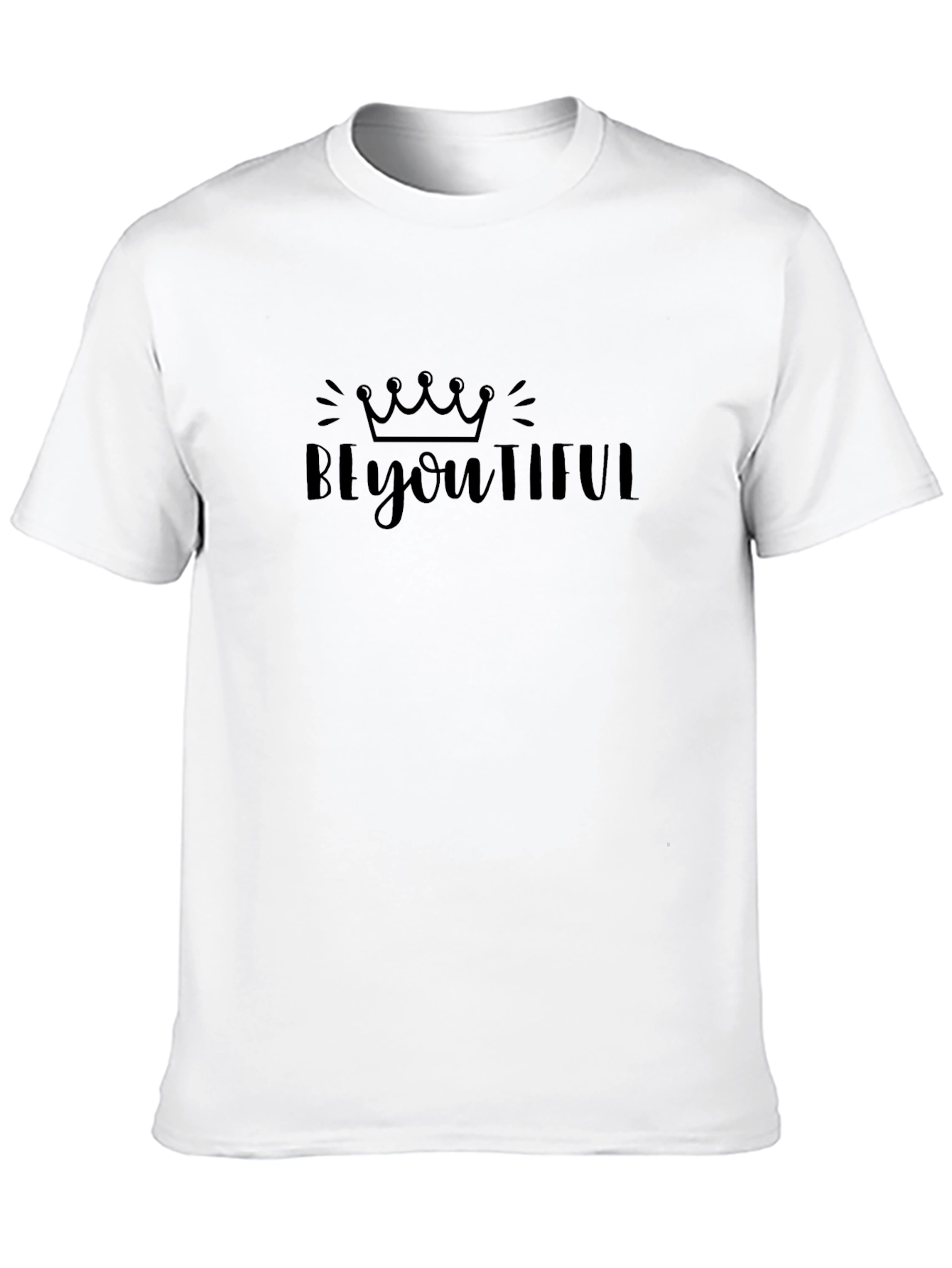 BeYOUtiful Black Graphic Tee - Stylish Crown Design T-Shirt