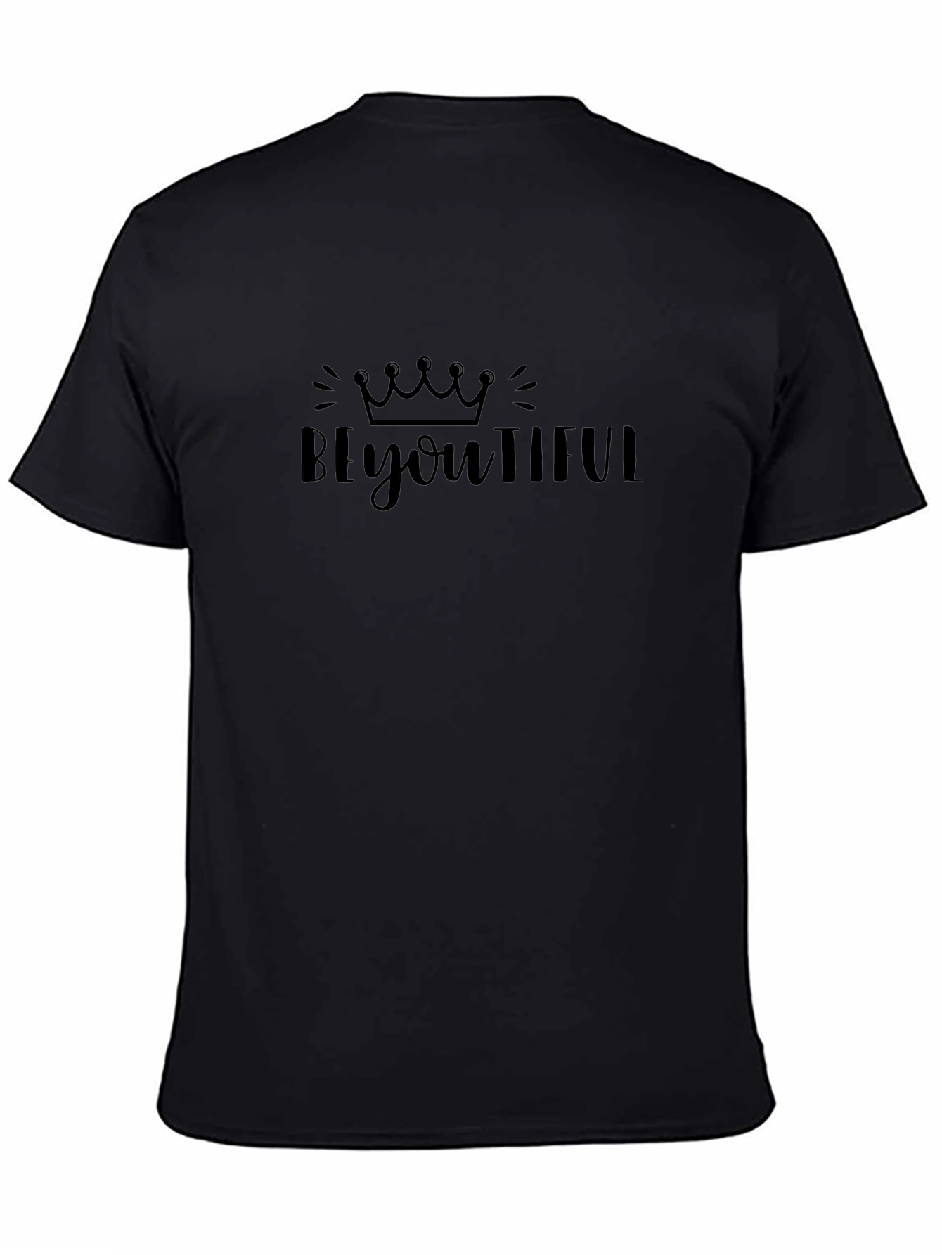 BeYOUtiful Black Graphic Tee - Stylish Crown Design T-Shirt