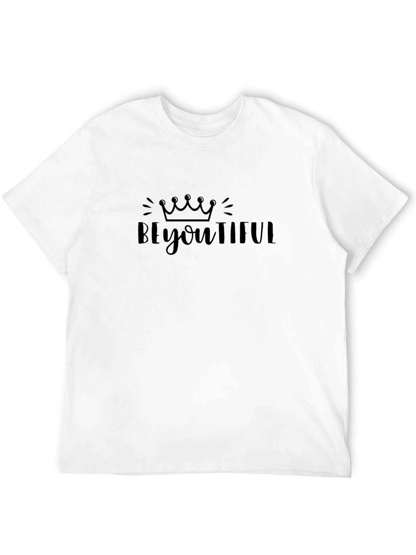 BeYOUtiful Black Graphic Tee - Stylish Crown Design T-Shirt