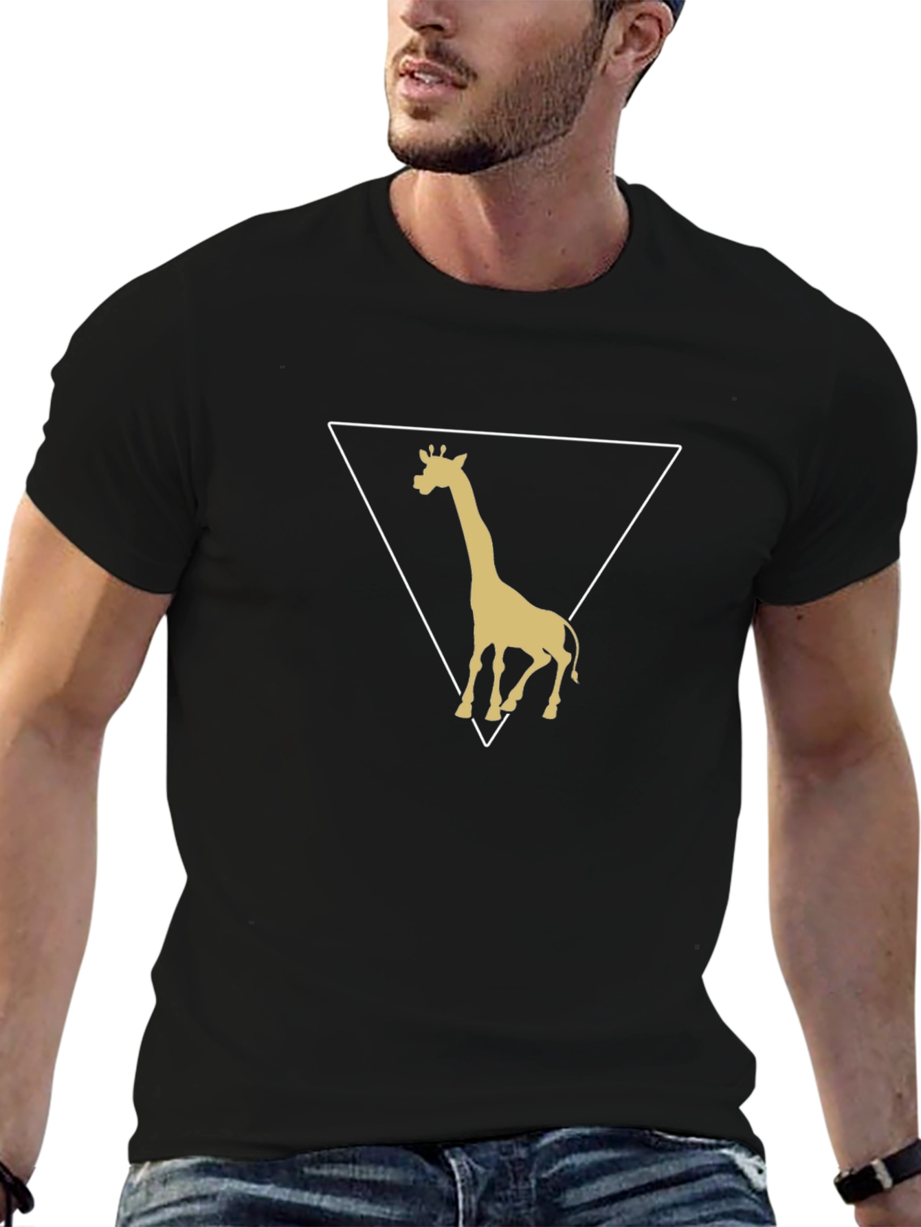 Giraffe Triangle Graphic Tee - Stylish Mens T-Shirt