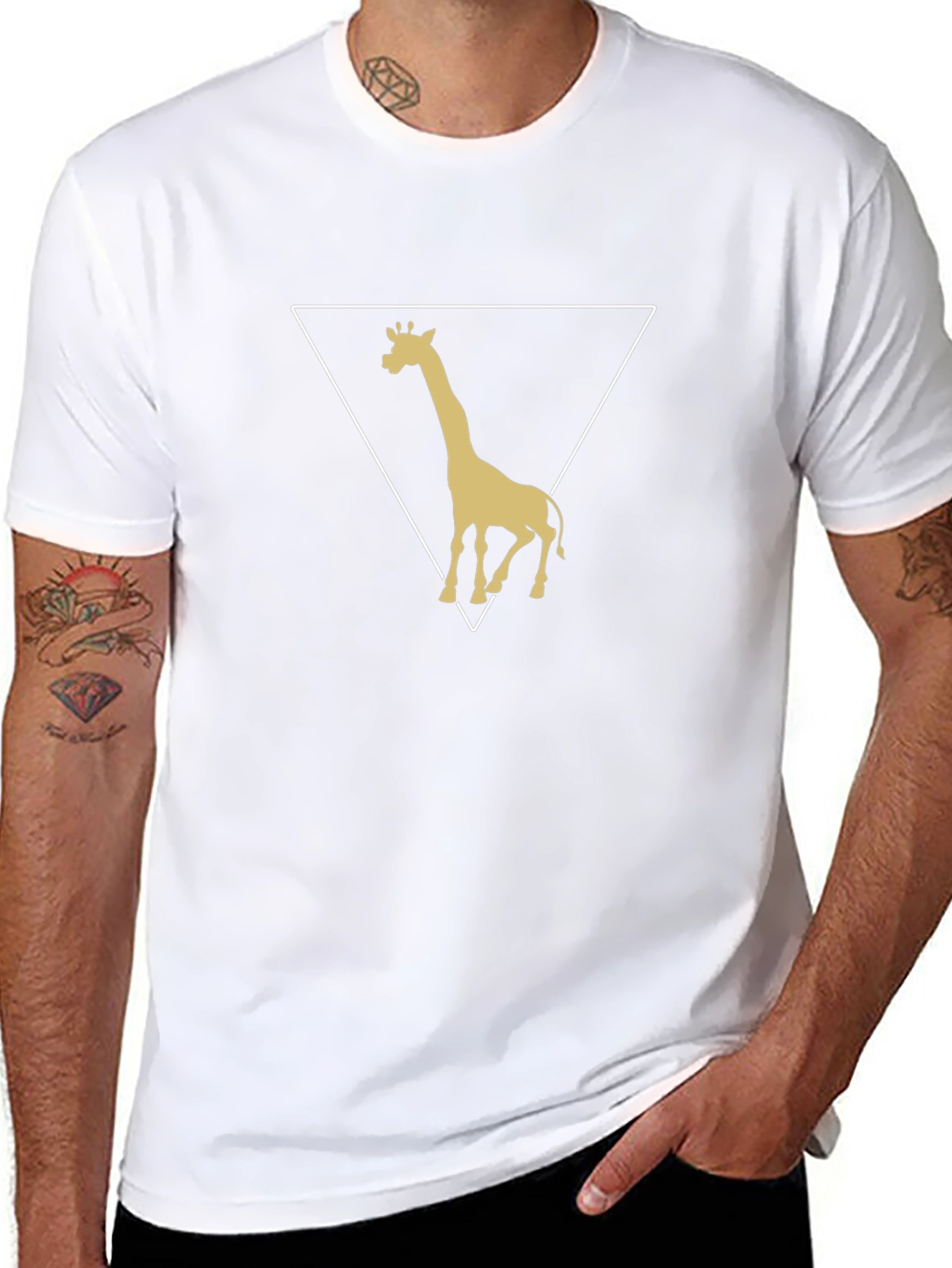 Giraffe Triangle Graphic Tee - Stylish Mens T-Shirt