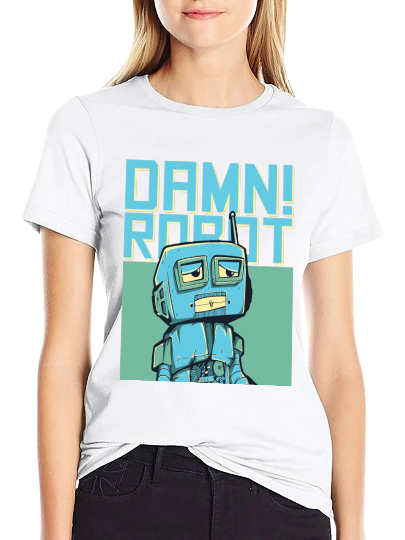 Damn! Robot Graphic Tee - Retro Style