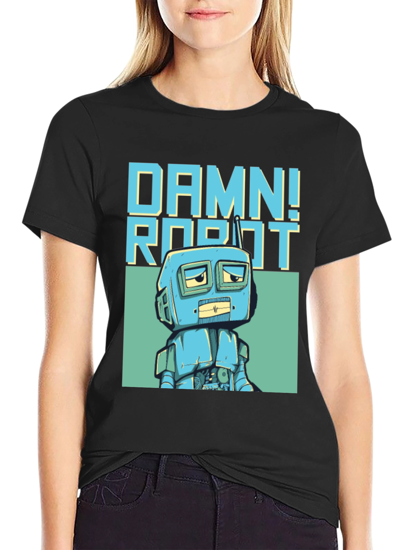 Damn! Robot Graphic Tee - Retro Style