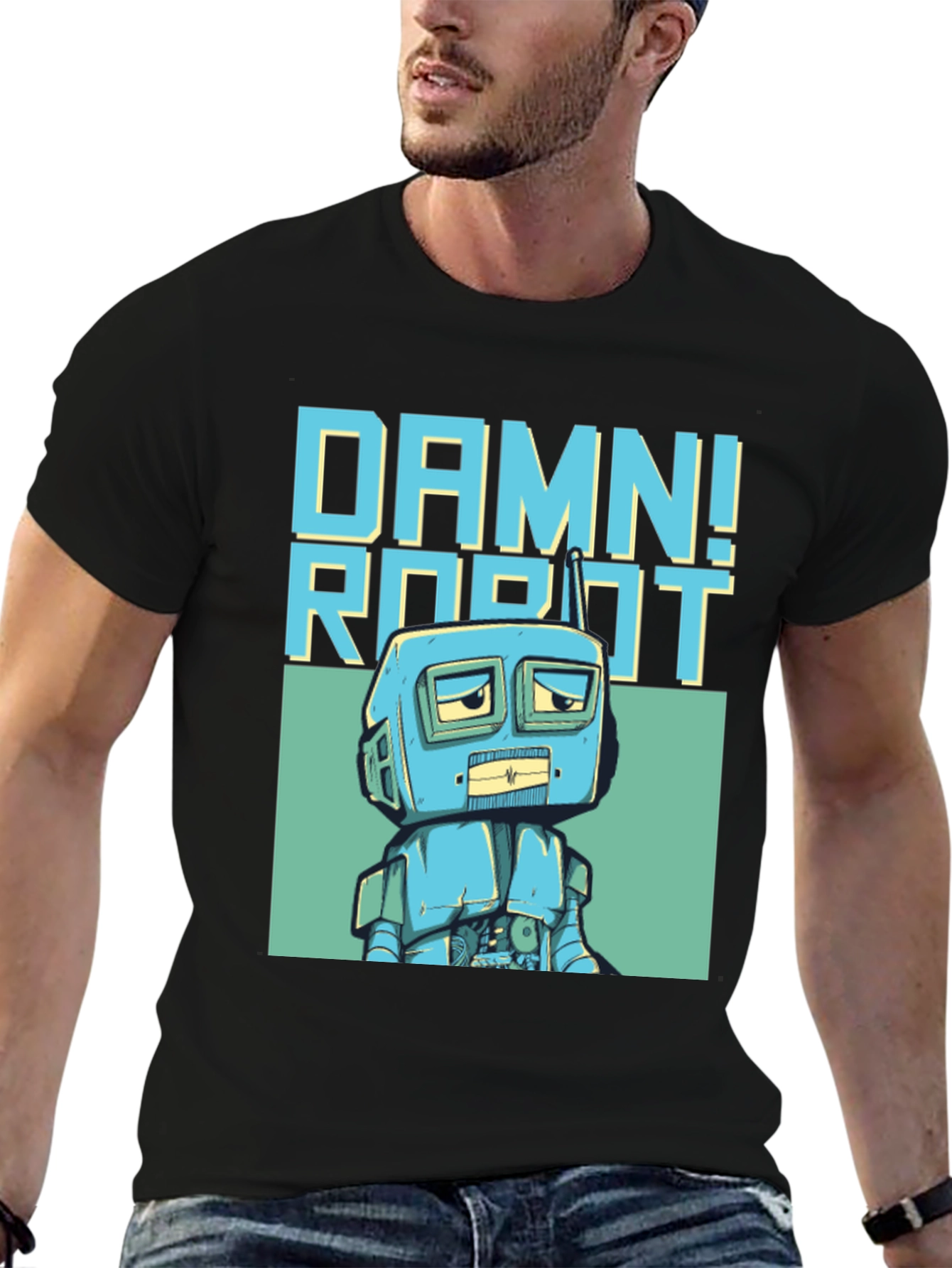 Damn! Robot Graphic Tee - Retro Style