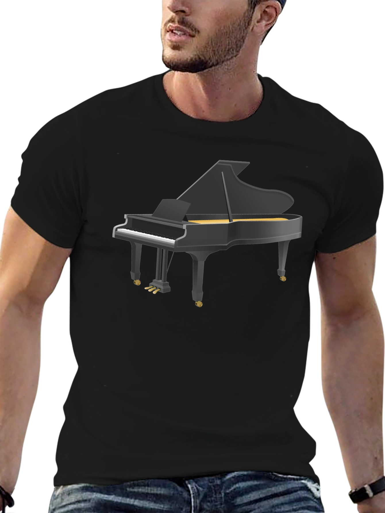 Grand Piano Graphic Tee - Classic Musical Style