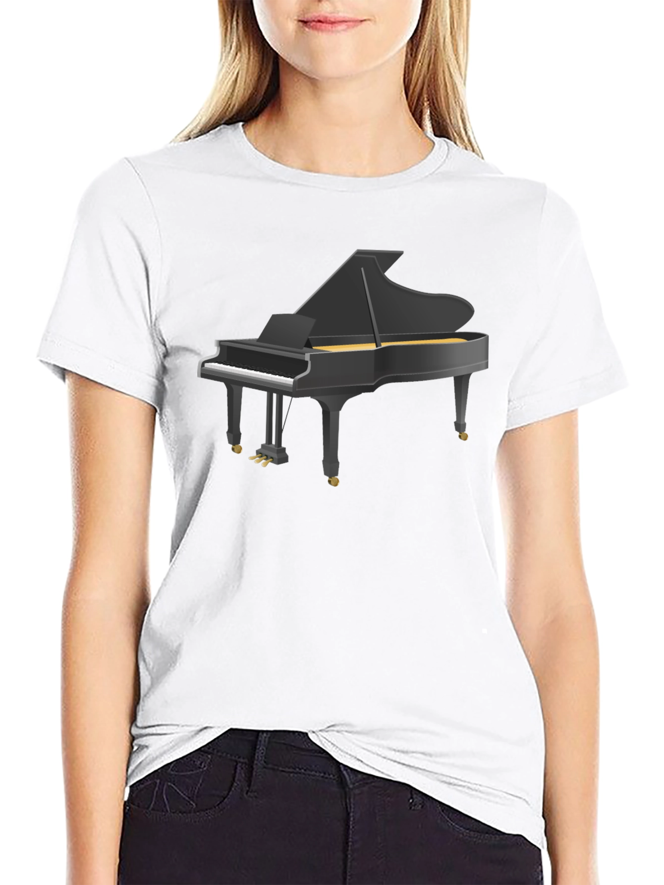 Grand Piano Graphic Tee - Classic Musical Style