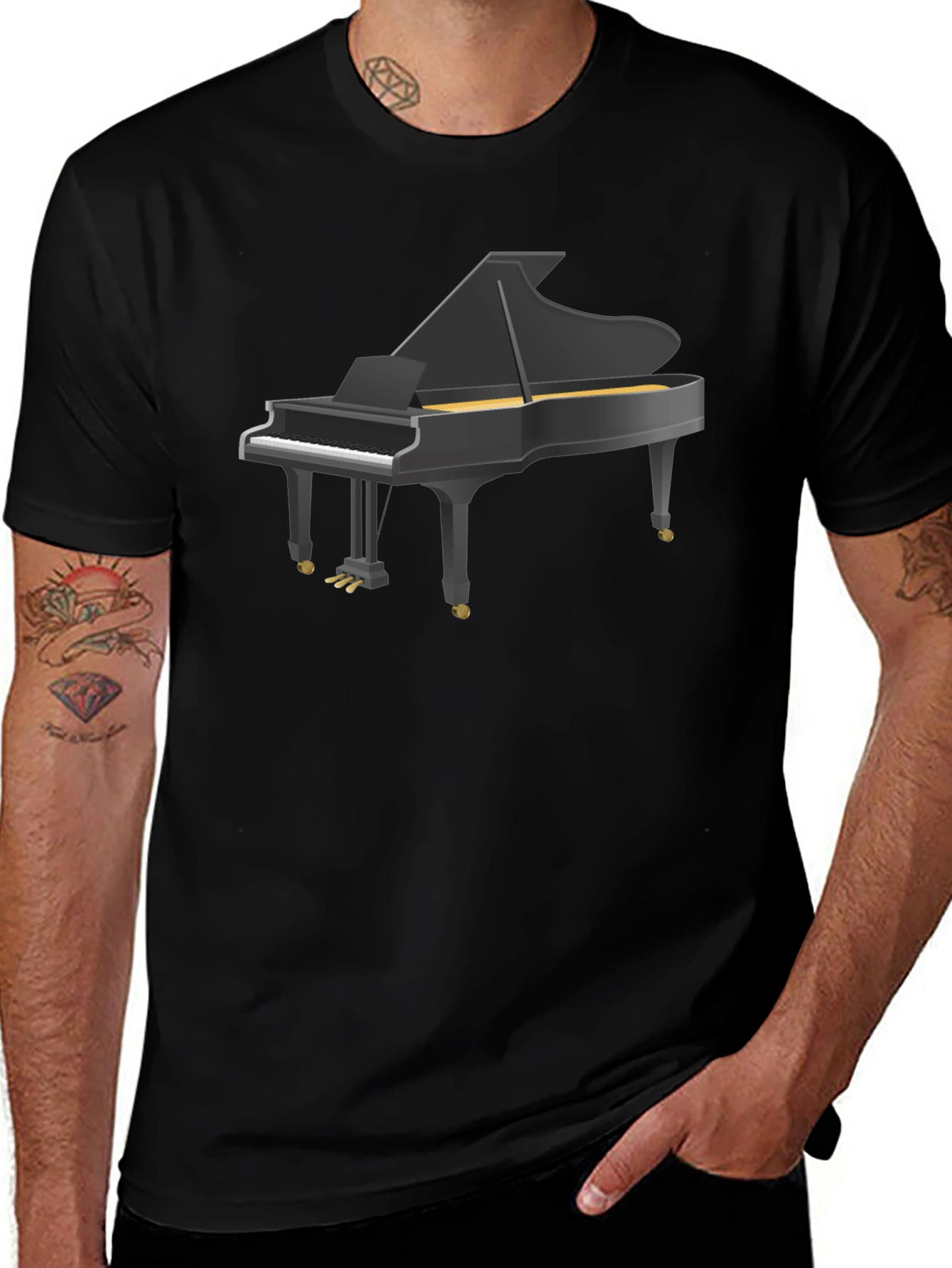Grand Piano Graphic Tee - Classic Musical Style