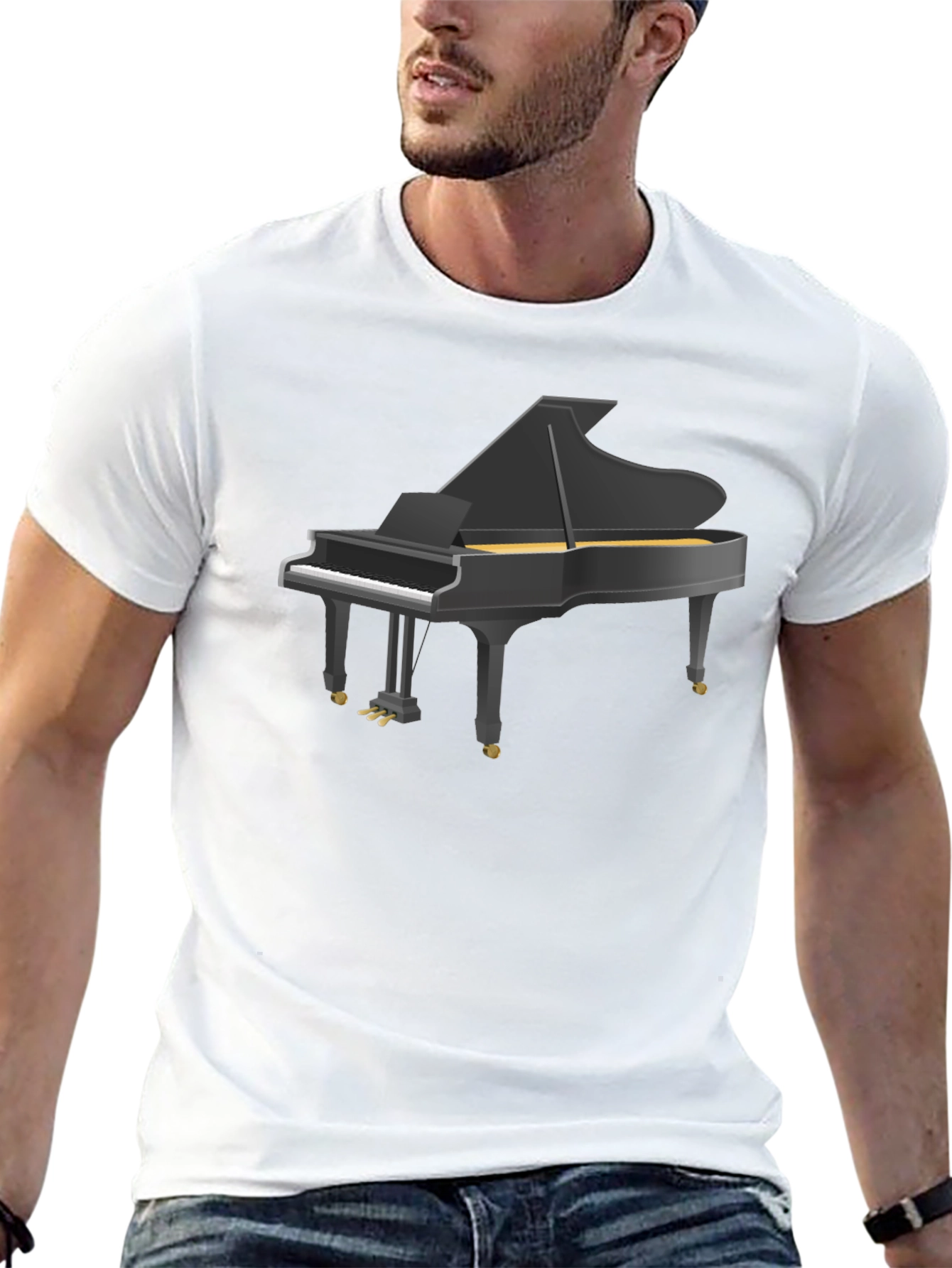 Grand Piano Graphic Tee - Classic Musical Style