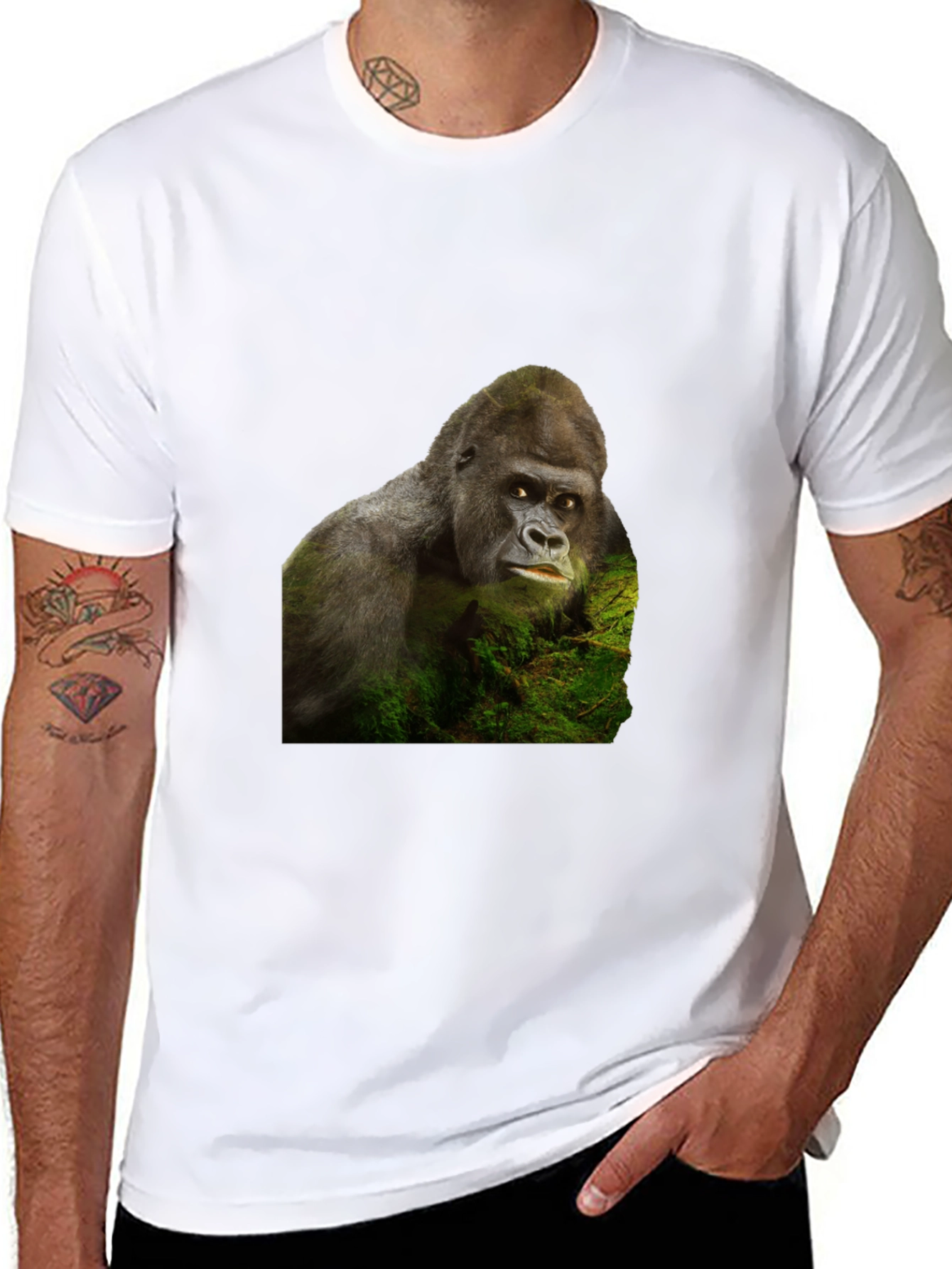 Gorilla Graphic T-Shirt - Black Crew Neck Tee