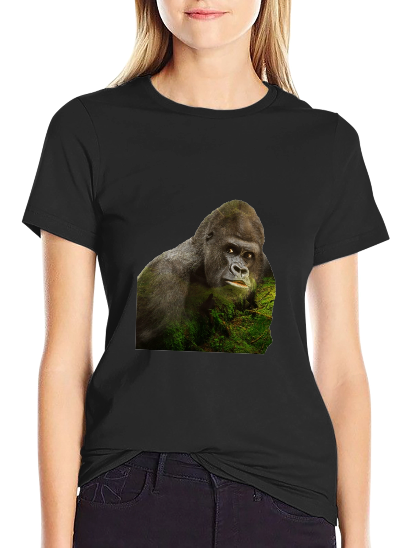 Gorilla Graphic T-Shirt - Black Crew Neck Tee