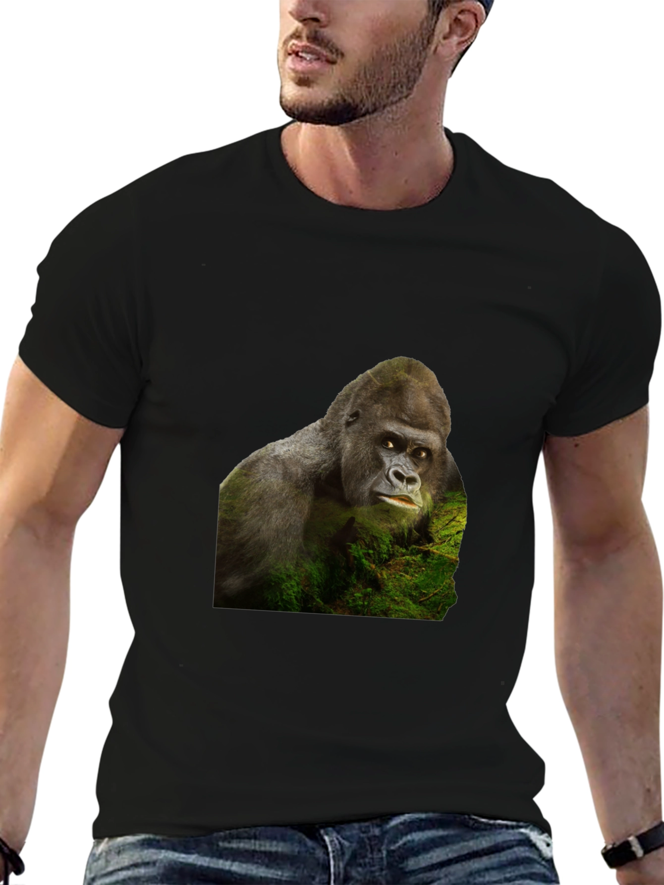 Gorilla Graphic T-Shirt - Black Crew Neck Tee