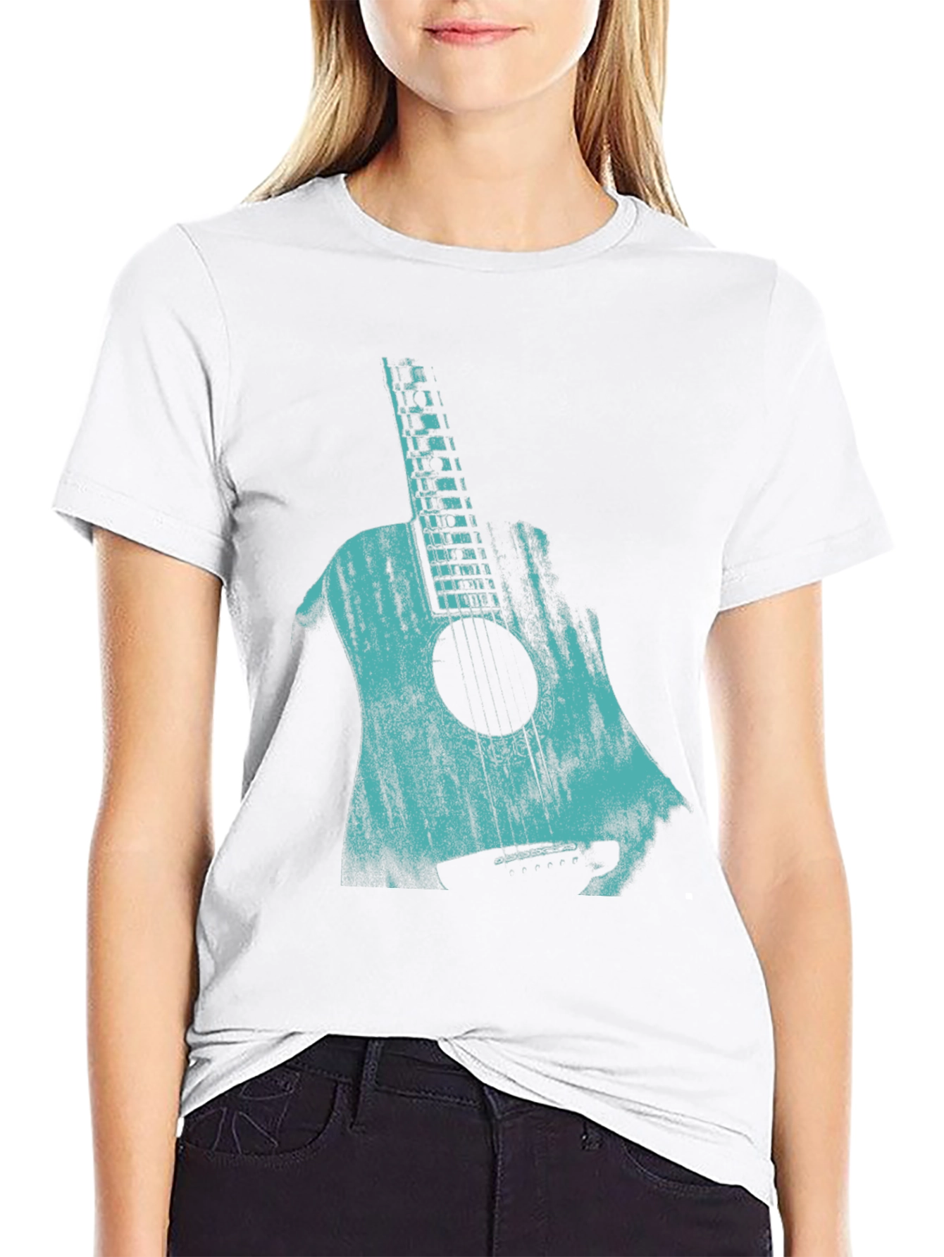 Guitar Graphic Print T-Shirt - Stylish Music Lover Tee