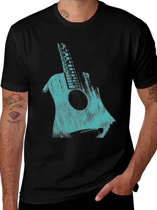 Guitar Graphic Print T-Shirt - Stylish Music Lover Tee