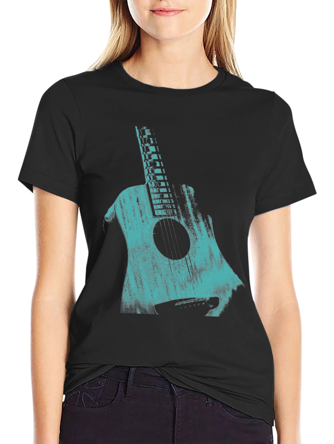 Guitar Graphic Print T-Shirt - Stylish Music Lover Tee