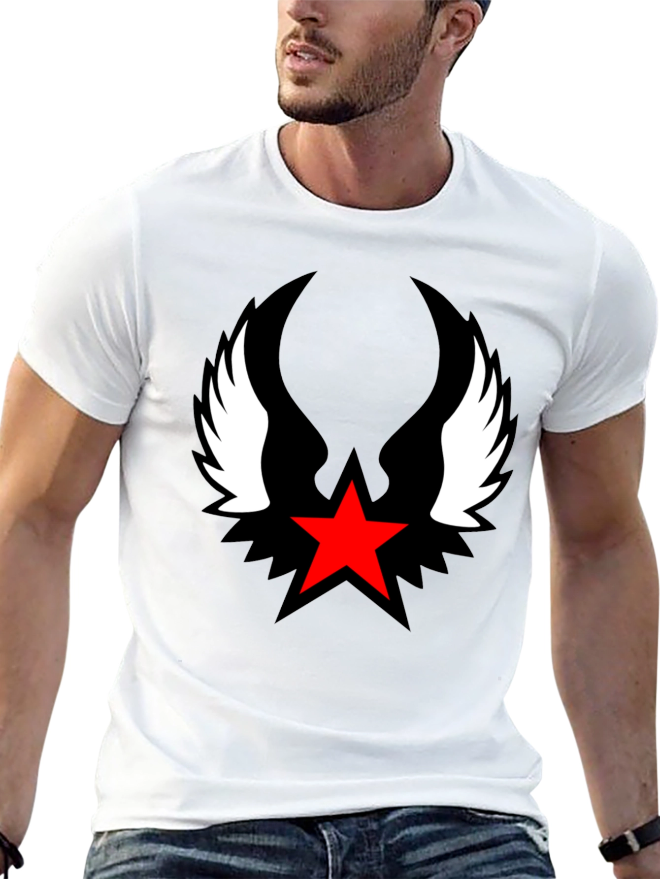 Red Star Winged Graphic Tee - Stylish Mens Shirt