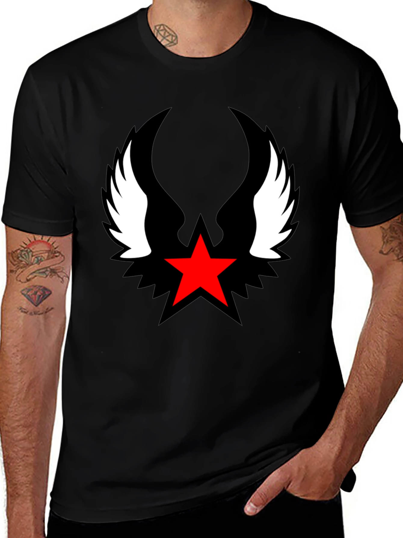 Red Star Winged Graphic Tee - Stylish Mens Shirt