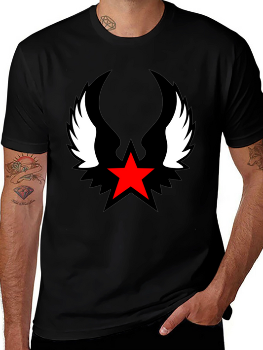 Red Star Winged Graphic Tee - Stylish Mens Shirt