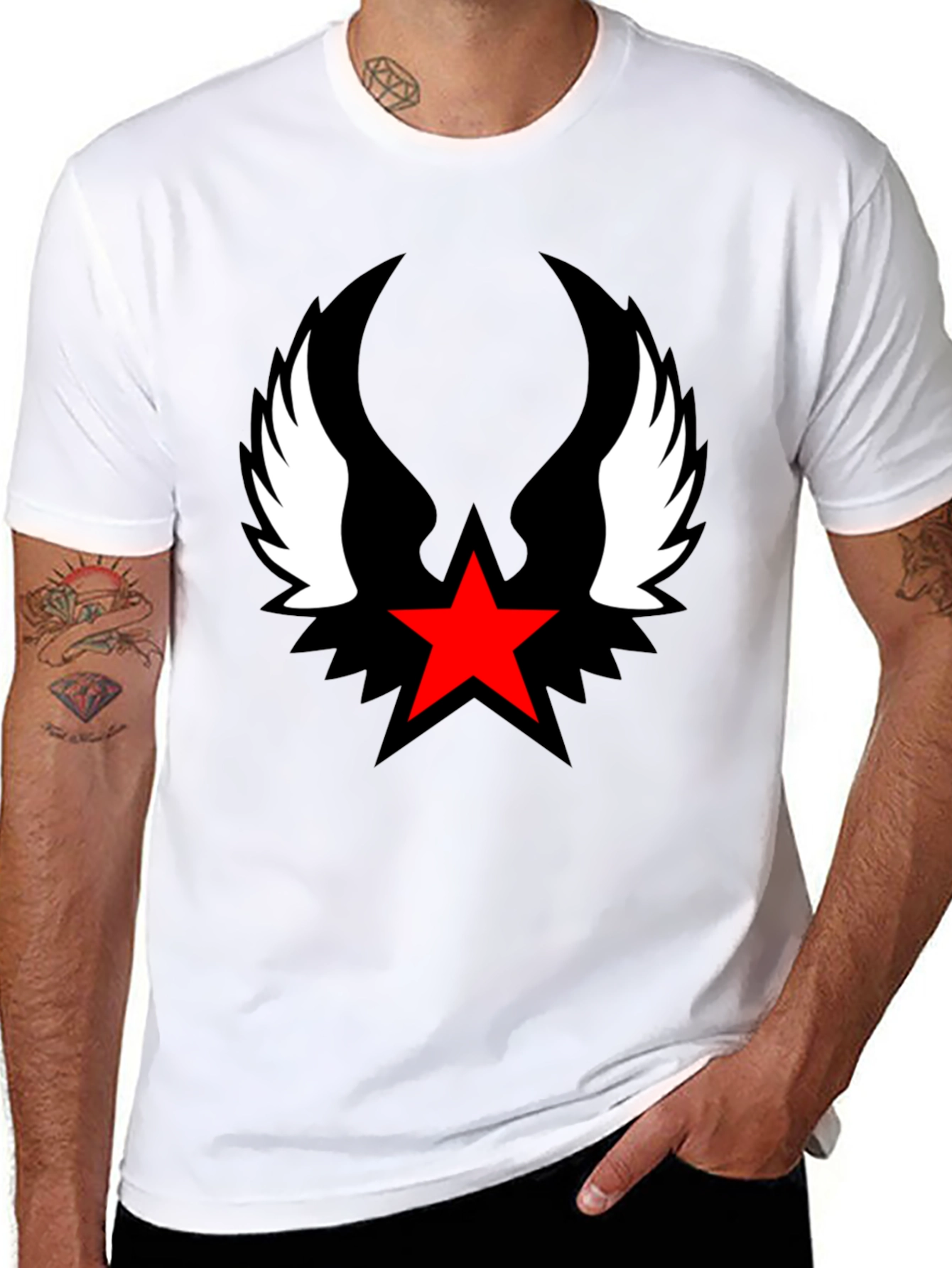 Red Star Winged Graphic Tee - Stylish Mens Shirt