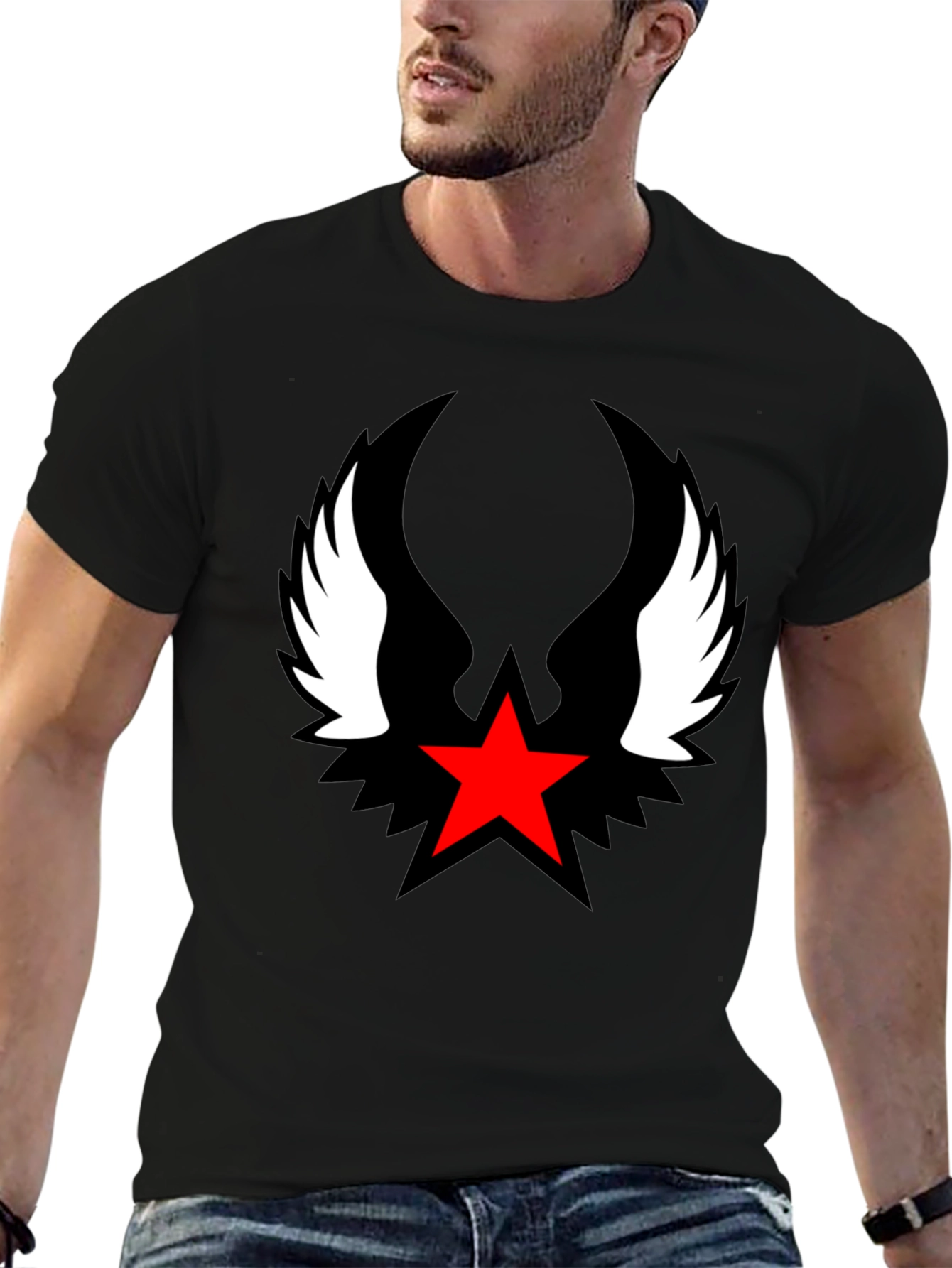 Red Star Winged Graphic Tee - Stylish Mens Shirt