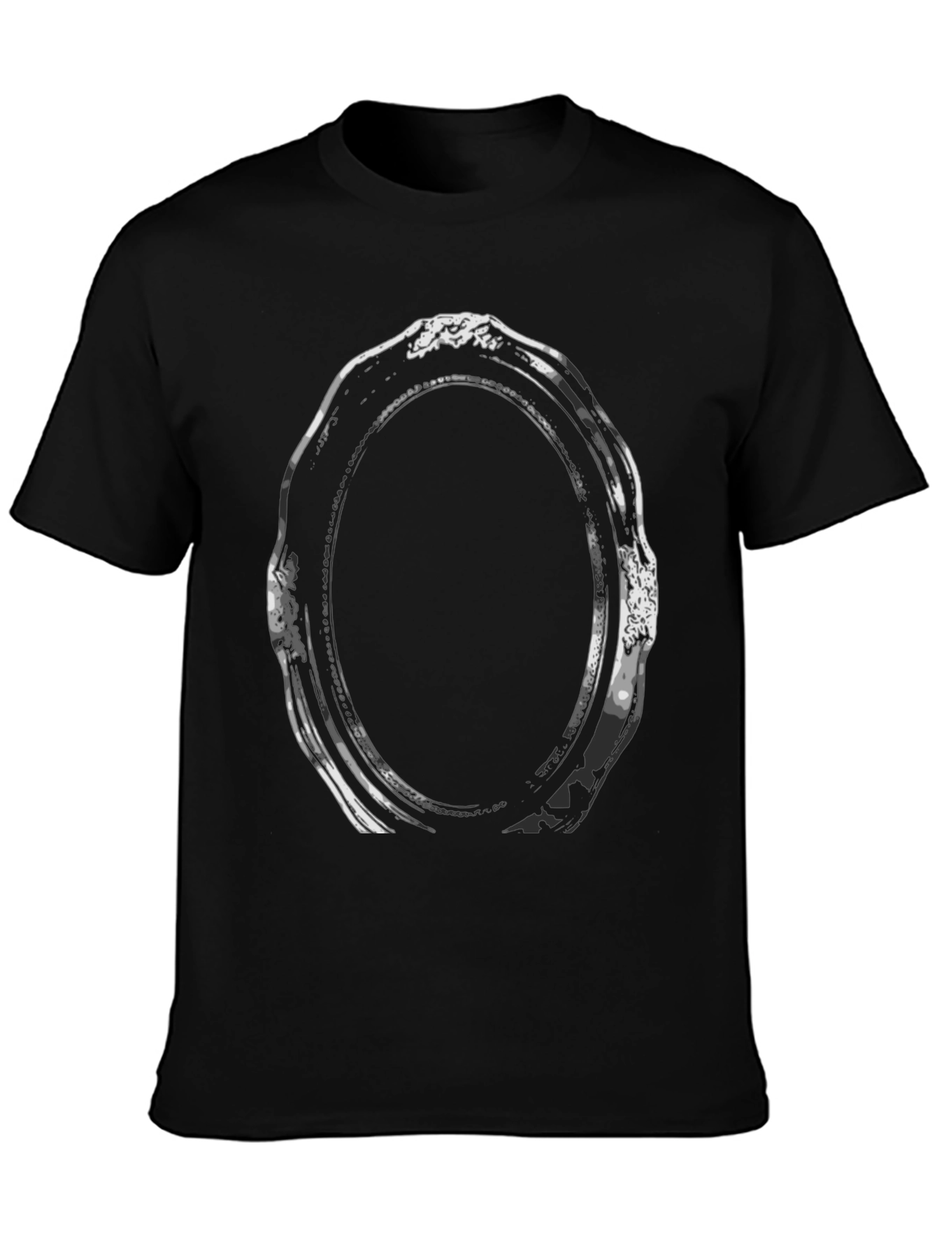 Abstract Oval Frame Graphic Tee - Black