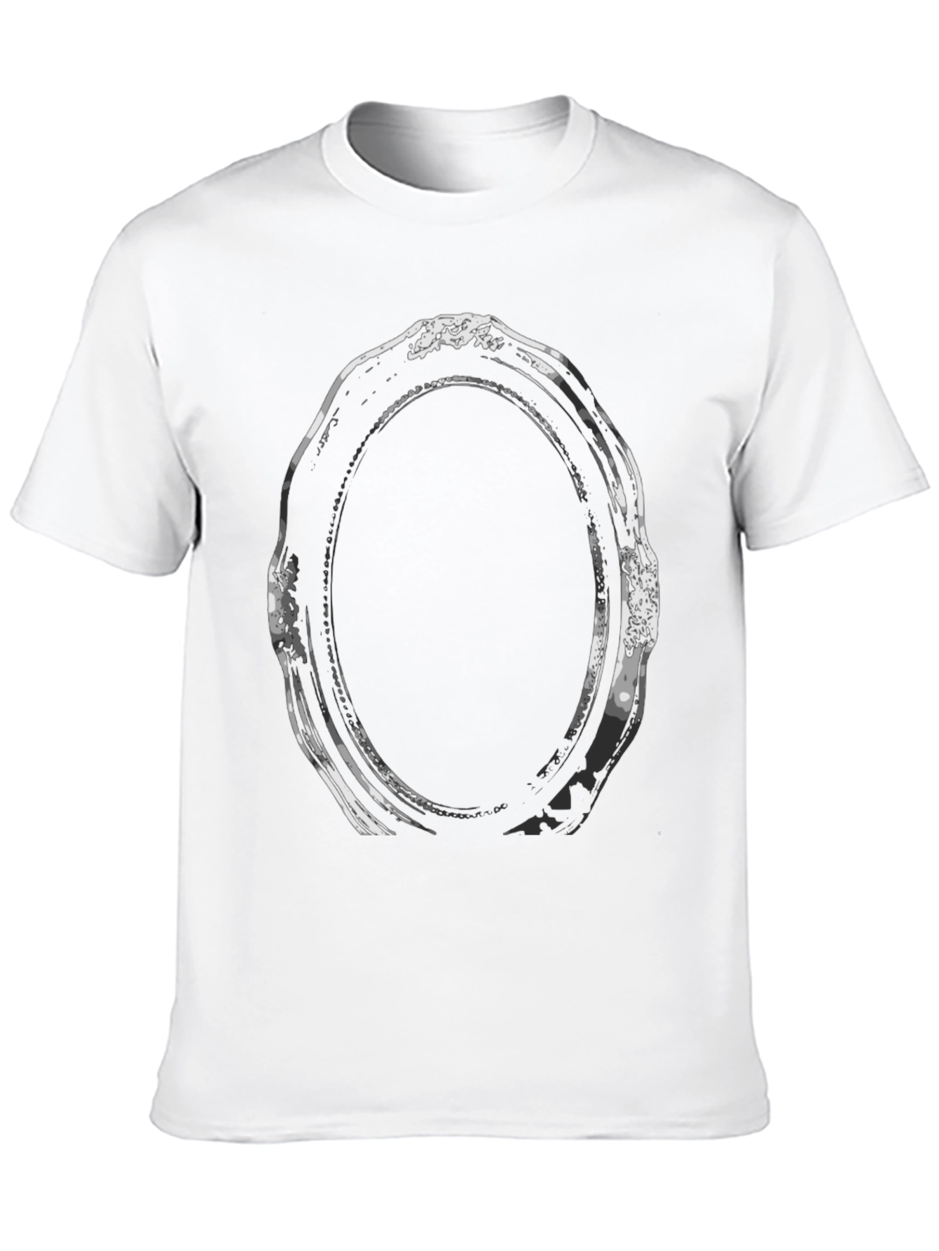 Abstract Oval Frame Graphic Tee - Black