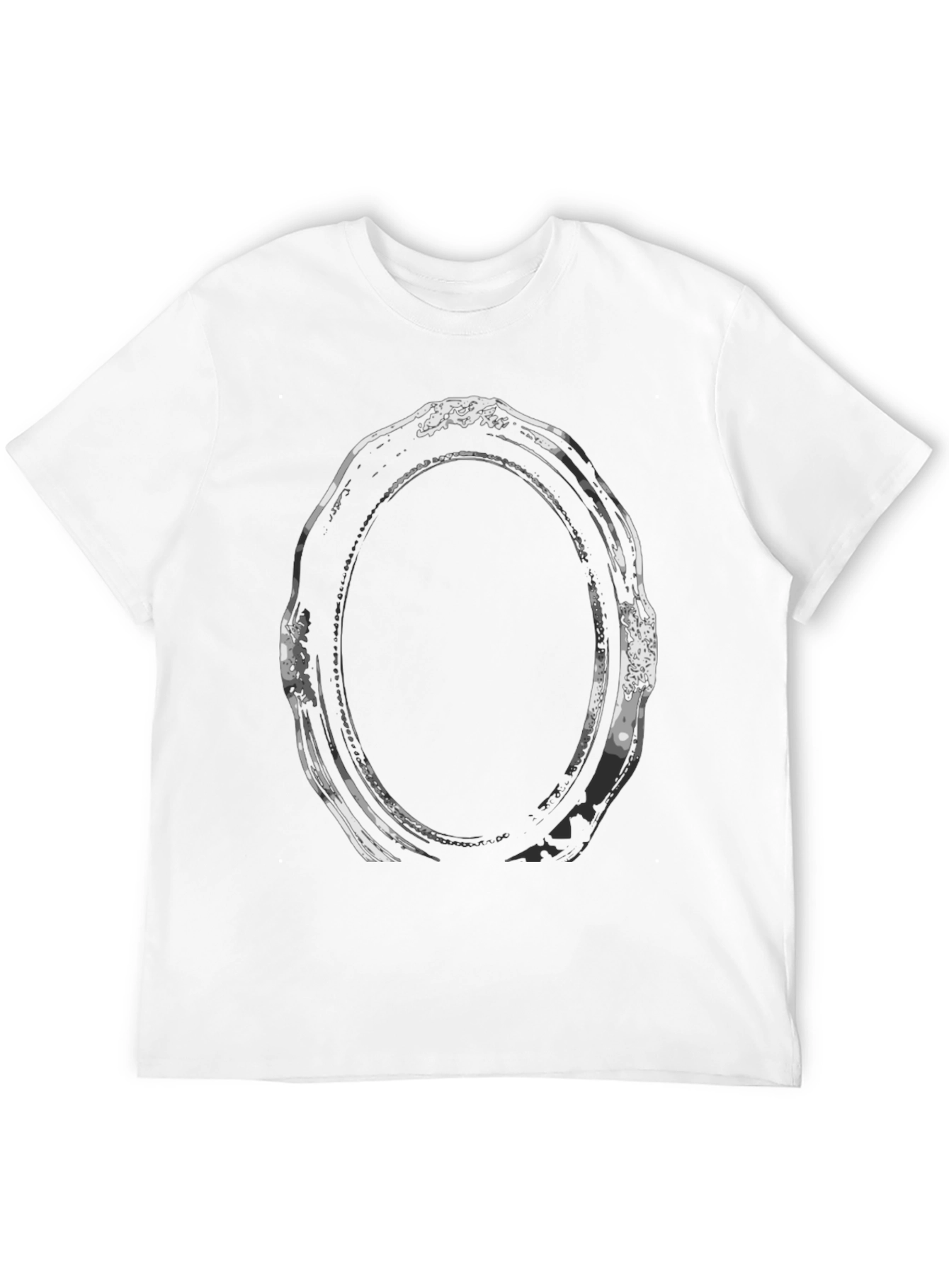 Abstract Oval Frame Graphic Tee - Black