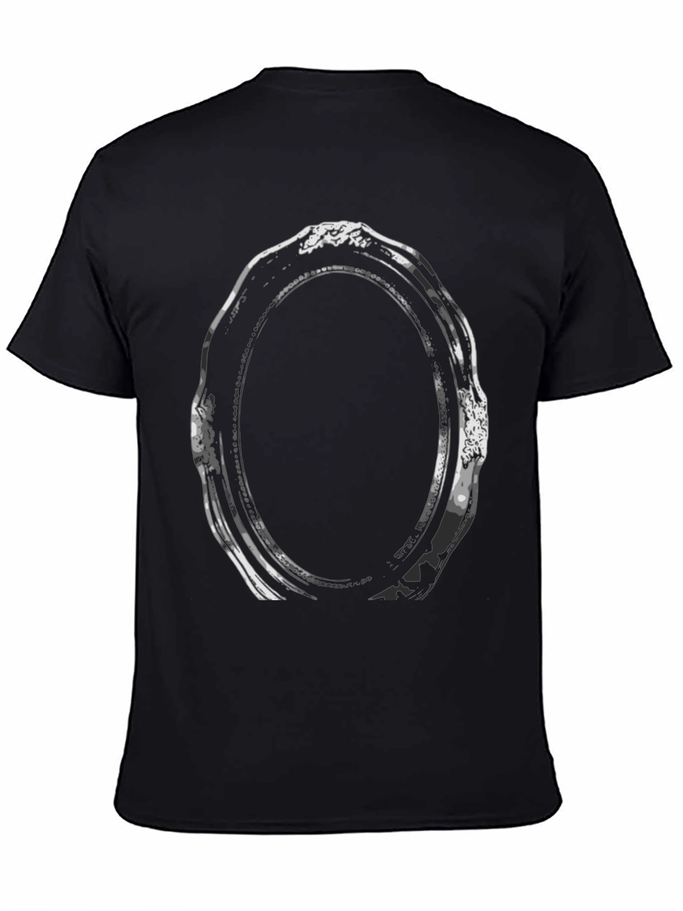 Abstract Oval Frame Graphic Tee - Black