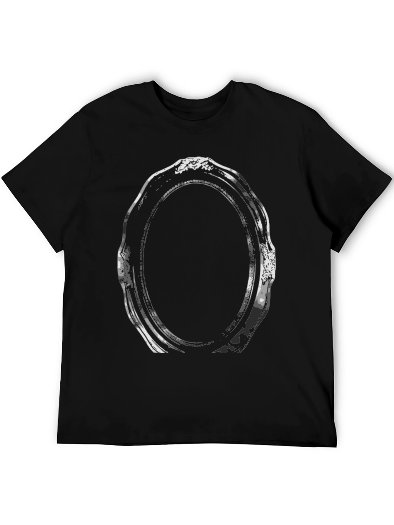 Abstract Oval Frame Graphic Tee - Black