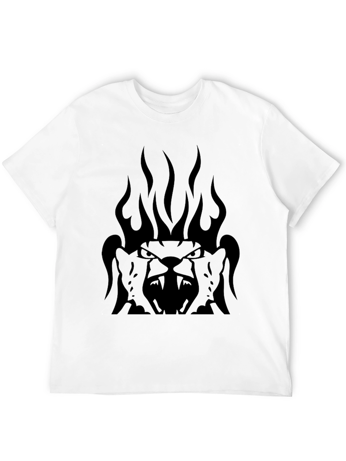 Mens Black Graphic Tee - Fiery Lion