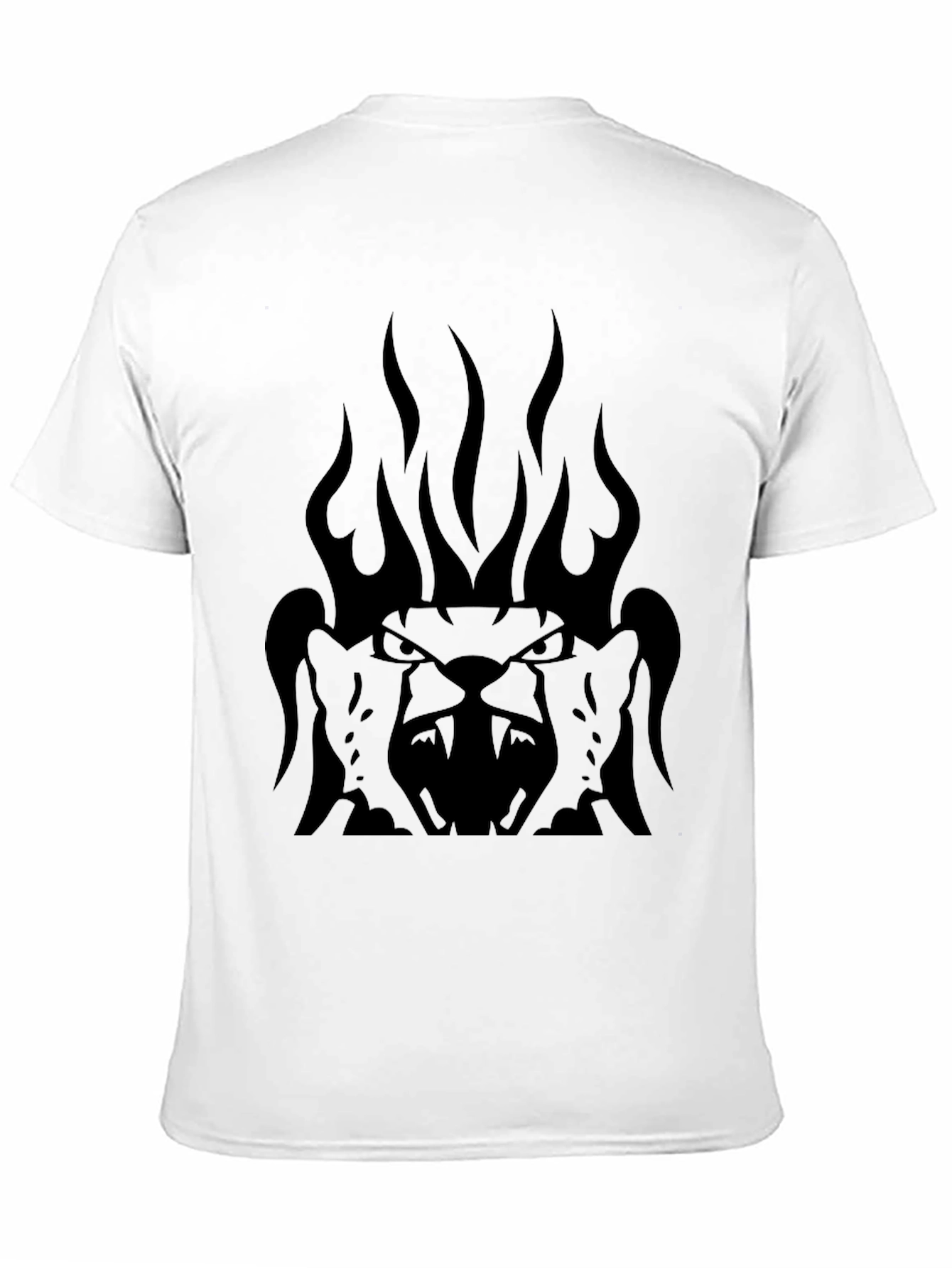 Mens Black Graphic Tee - Fiery Lion