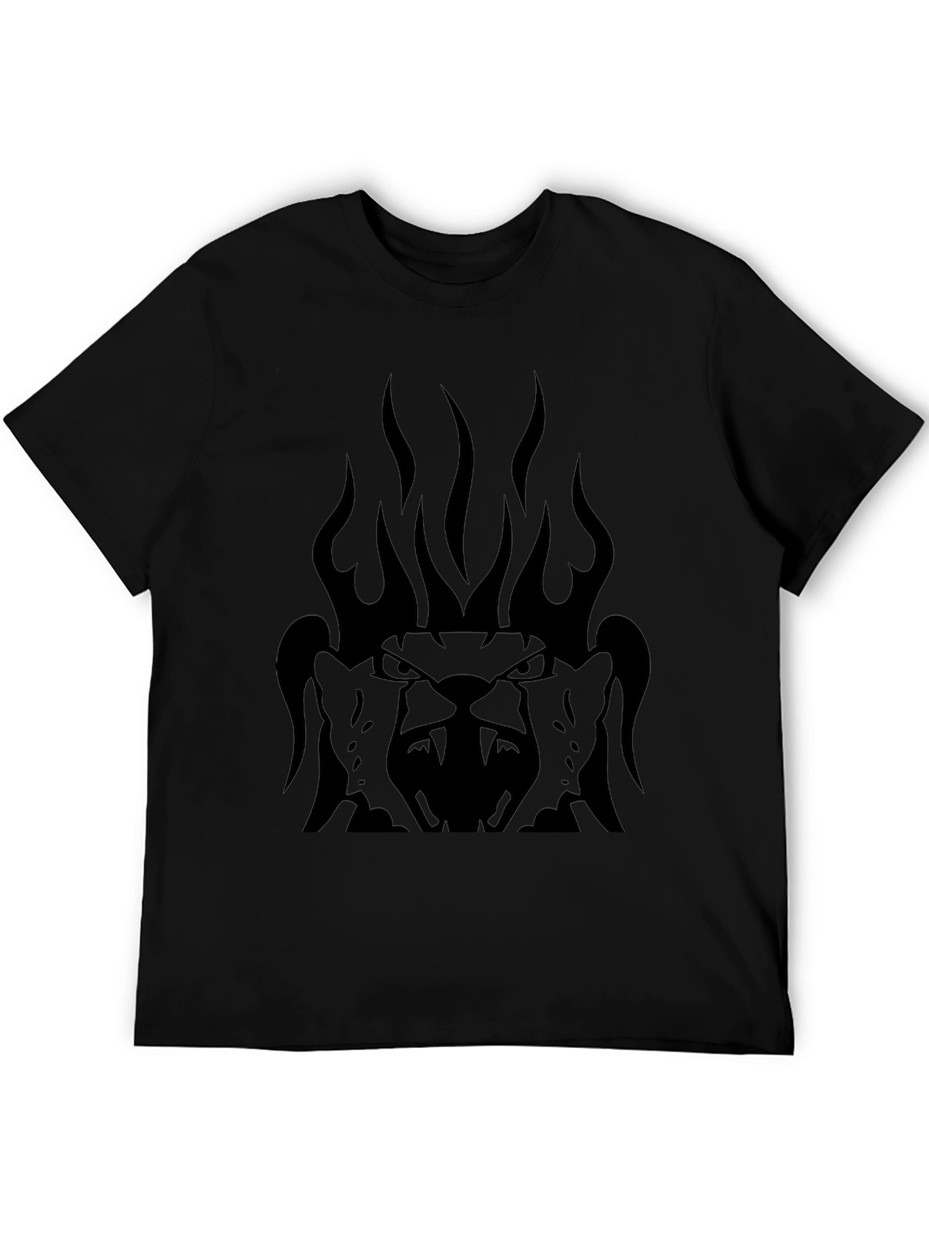 Mens Black Graphic Tee - Fiery Lion